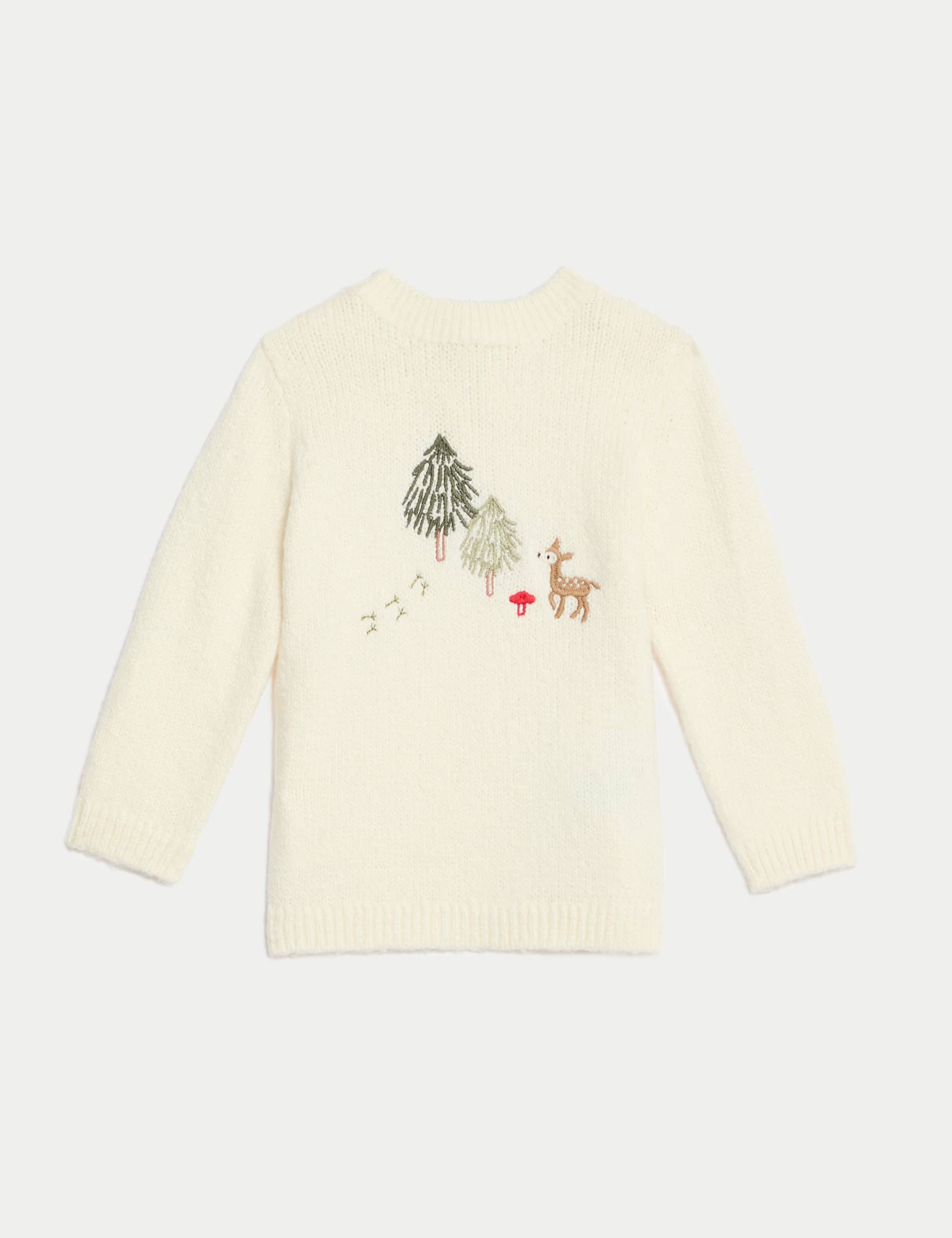 M&S Cotton Rich Embroidered Jumper (7lbs-12 Mths) - 0-3 M - Cream Mix, Cream Mix