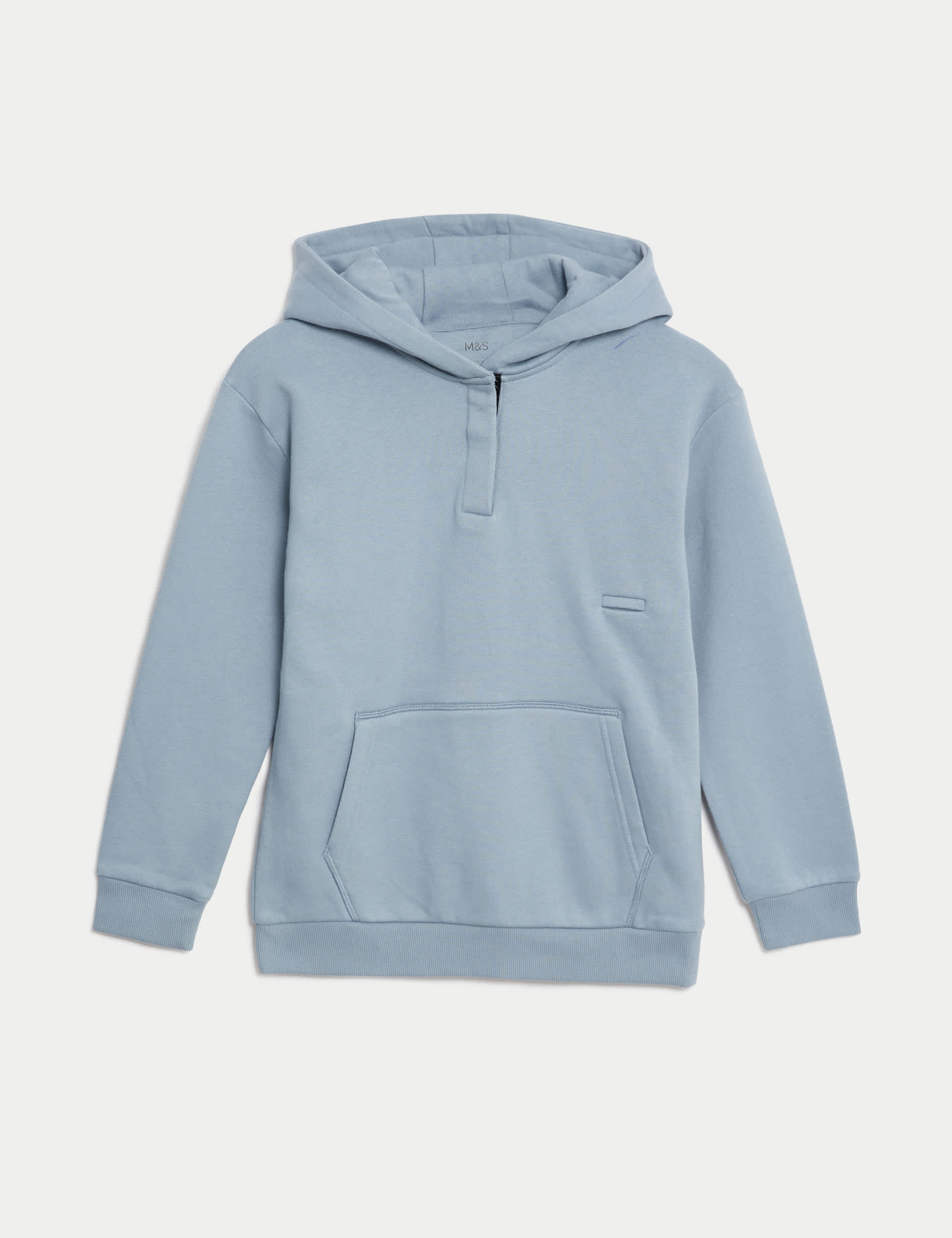M&S Boys Adaptive Cotton Rich Plain Hoodie (2-16 Yrs)