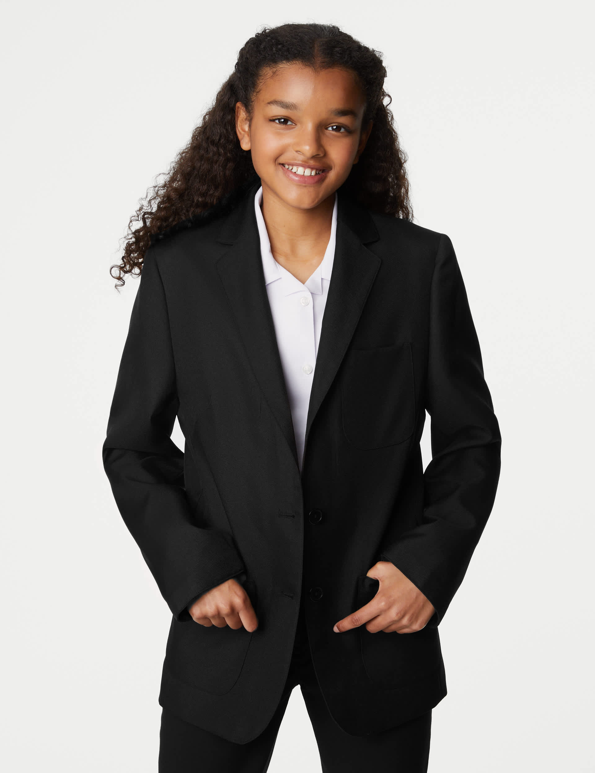 M&S Girls SchoolGirls' Regular Fit Blazer (3-16 Yrs) - 10yREG - Black, Black