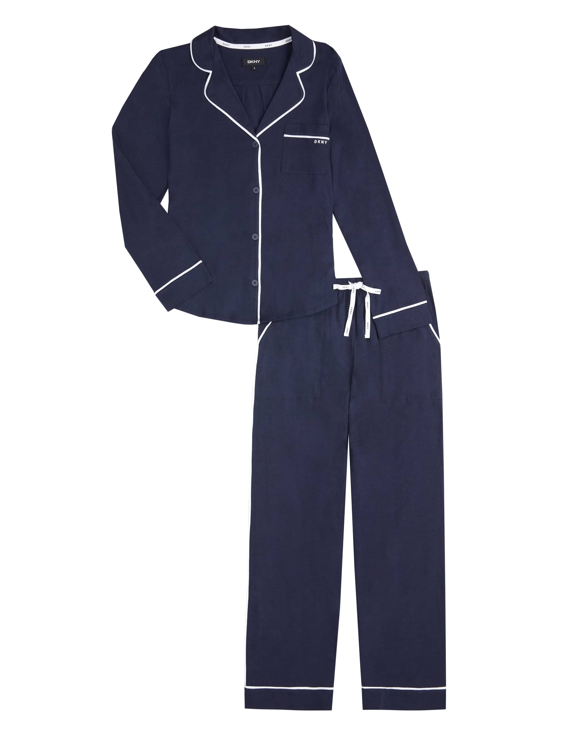 Dkny Women's Cotton Rich Pyjama Set - Navy, Navy