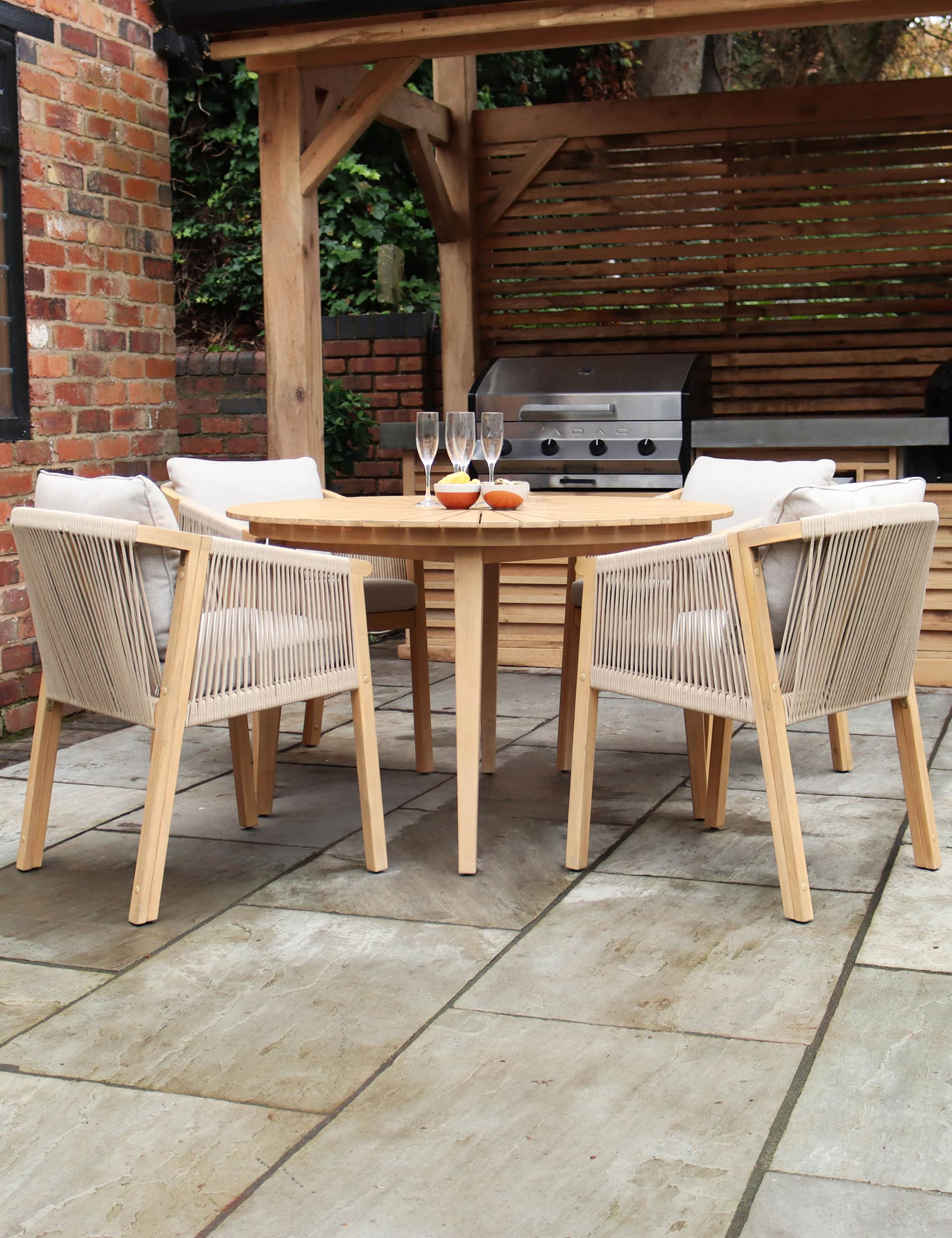 Royalcraft Roma 4 Seater Garden Table & Chairs - Natural, Natural