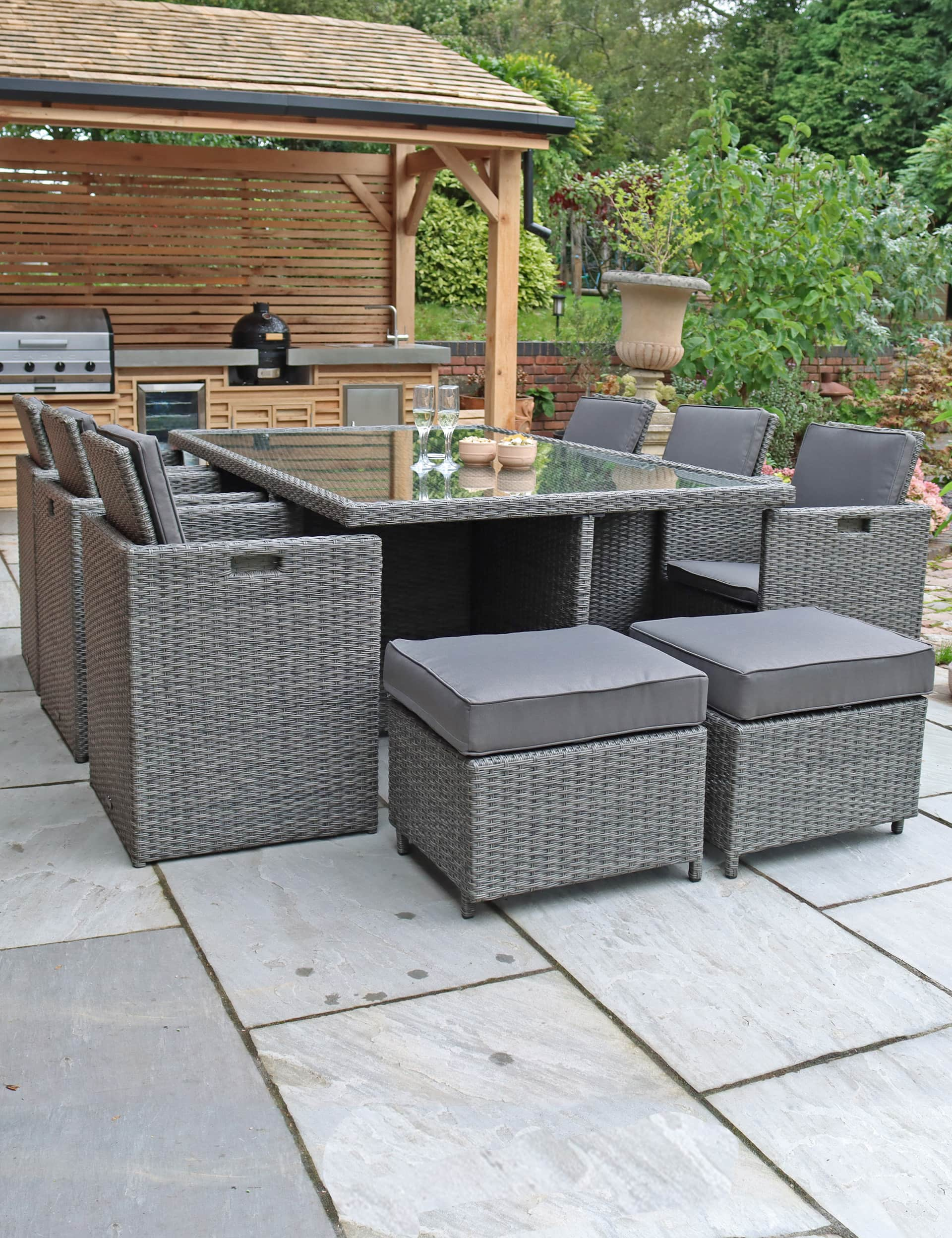 Royalcraft Paris 10 Seater Garden Dining Set - Grey, Grey