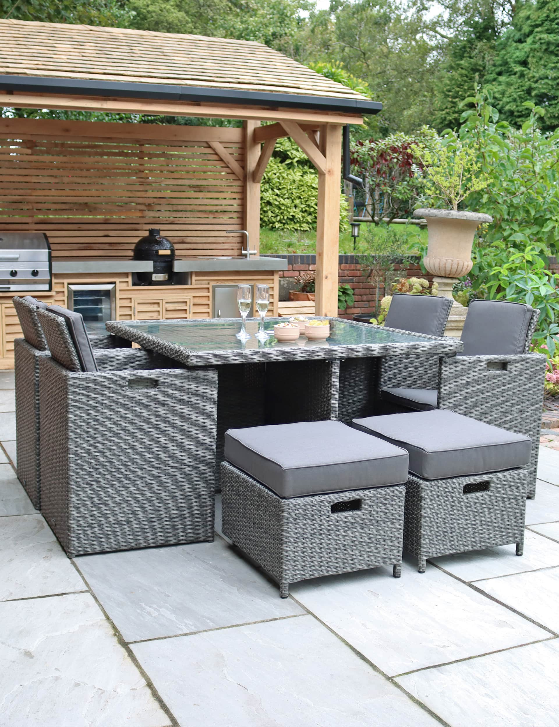 Royalcraft Paris Rattan 8 Seater Garden Dining Set - Grey, Grey