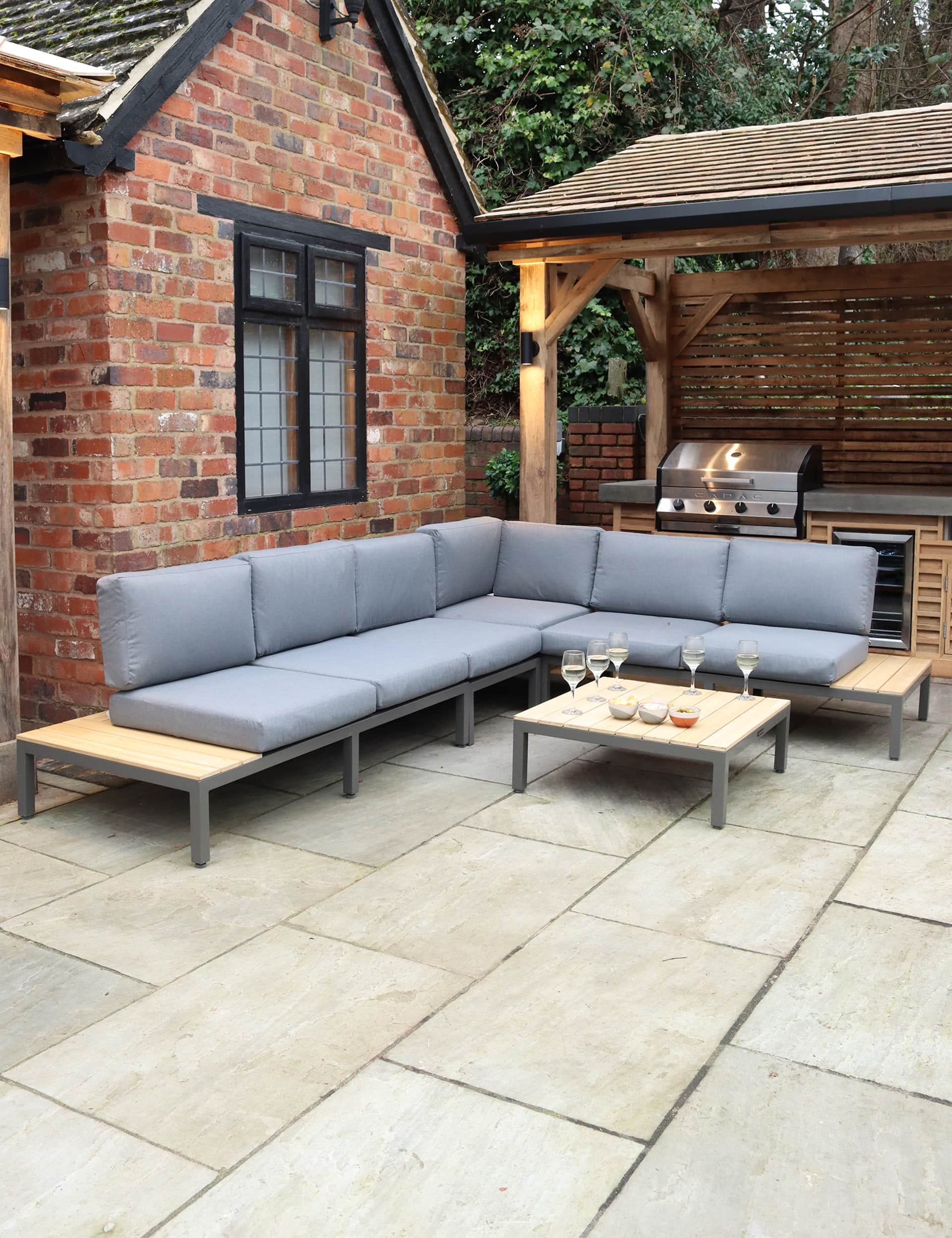 Royalcraft Aspen 6 Seater Garden Corner Lounge Set - Grey, Grey