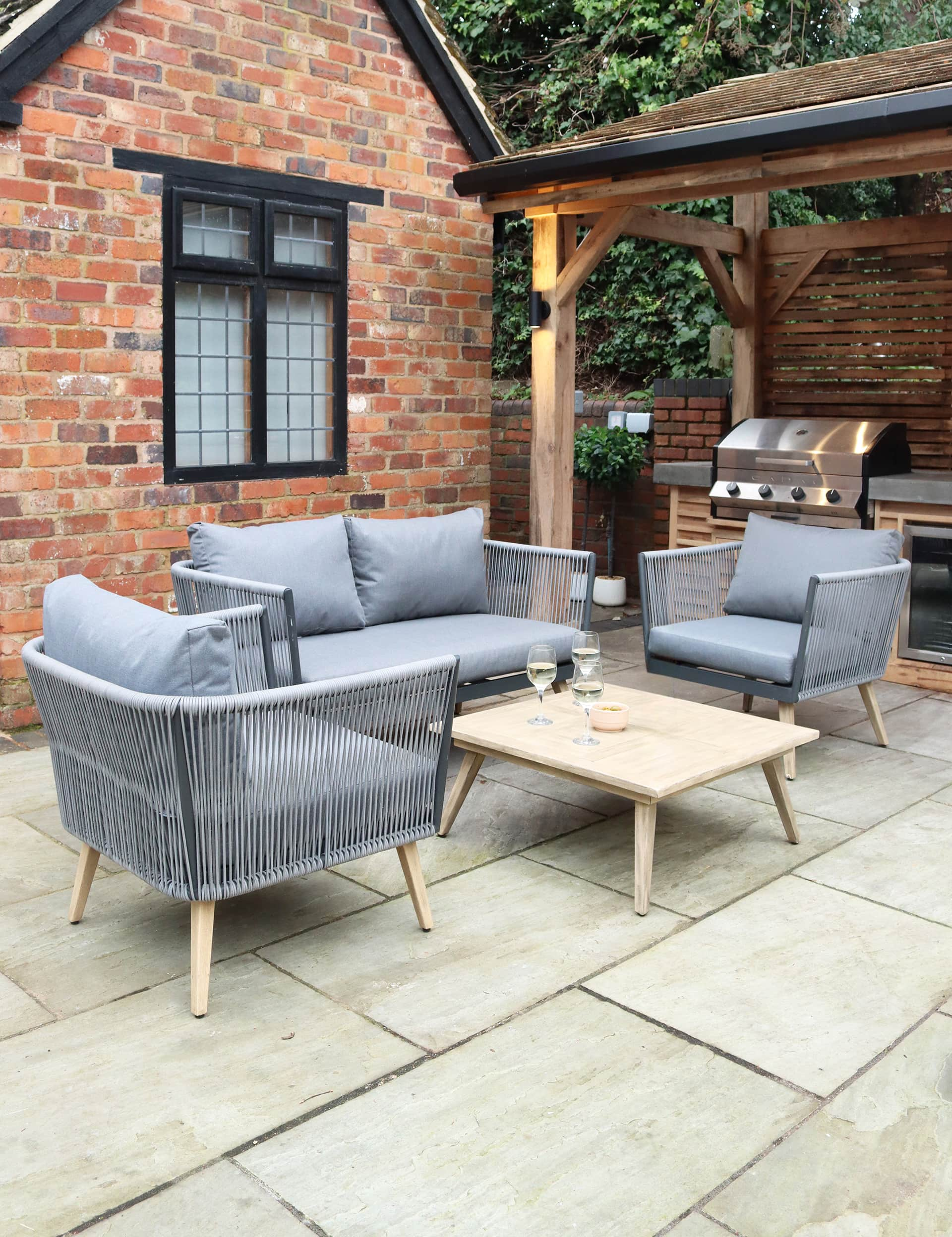 Royalcraft Milan 4 Seater Garden Table & Chairs - Grey, Grey