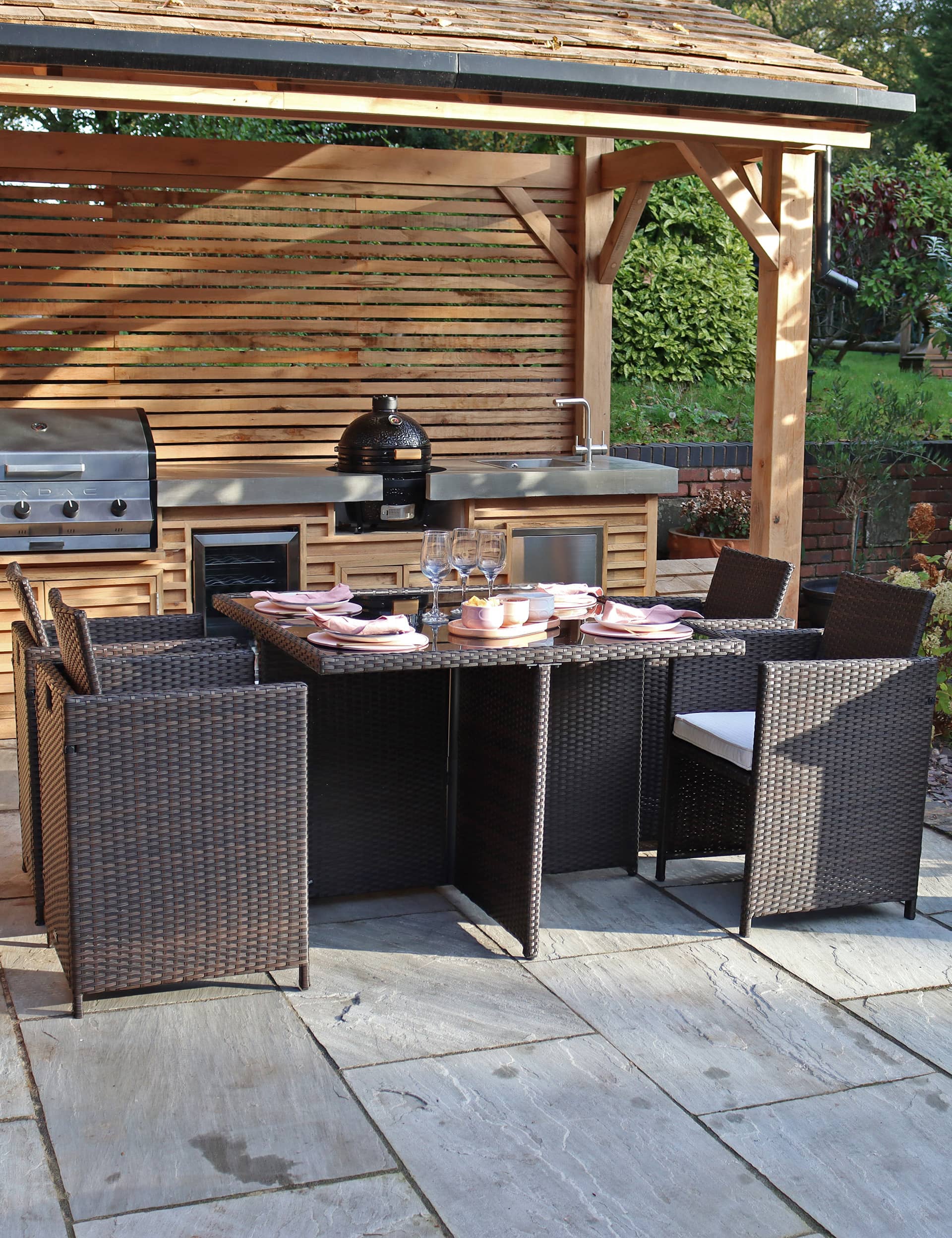 Royalcraft Nevada 4 Seater Rattan Garden Cube Dining Set - Brown Mix, Brown Mix