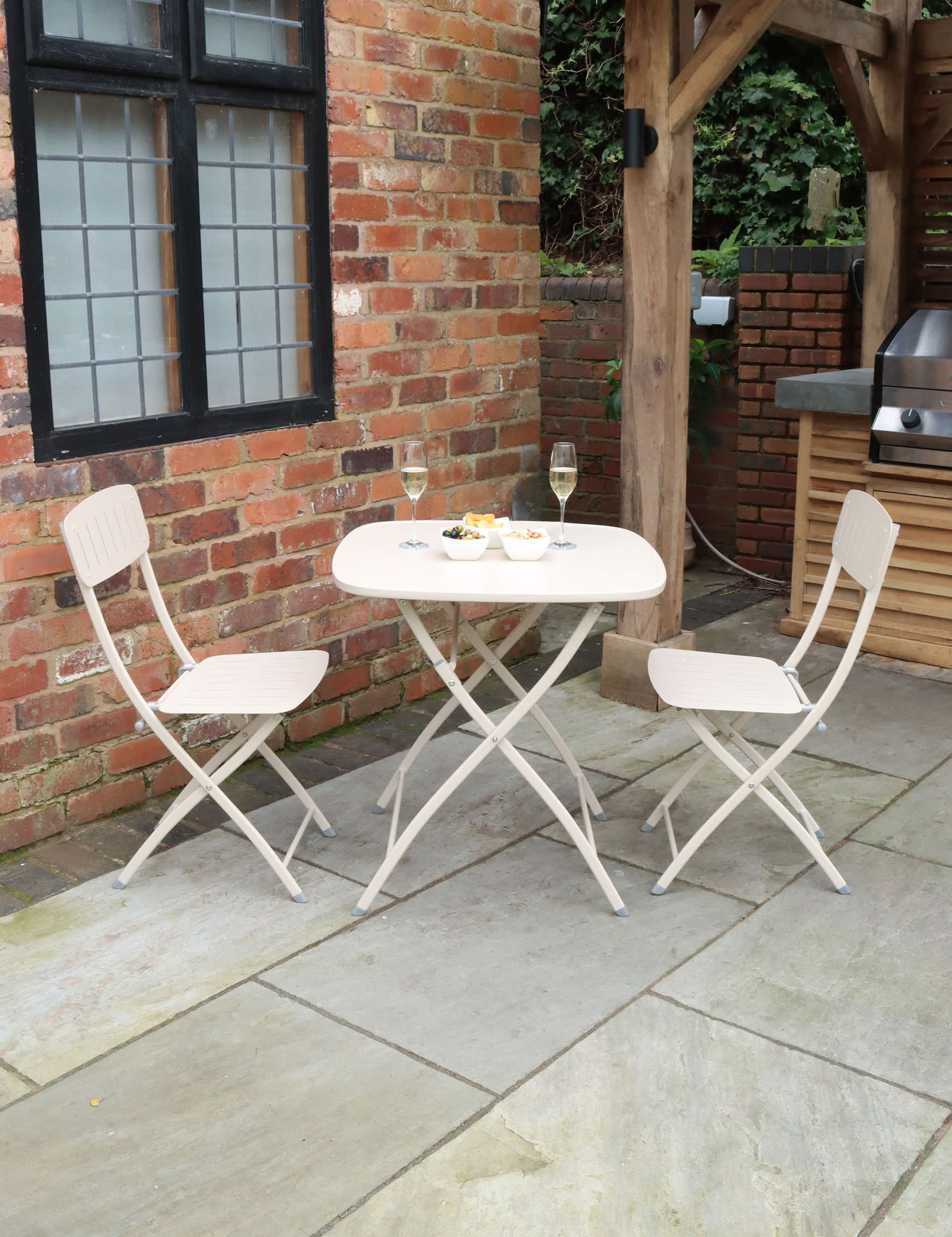 Royalcraft Venice Bistro Garden Table & Chairs - Cream, Cream,Olive