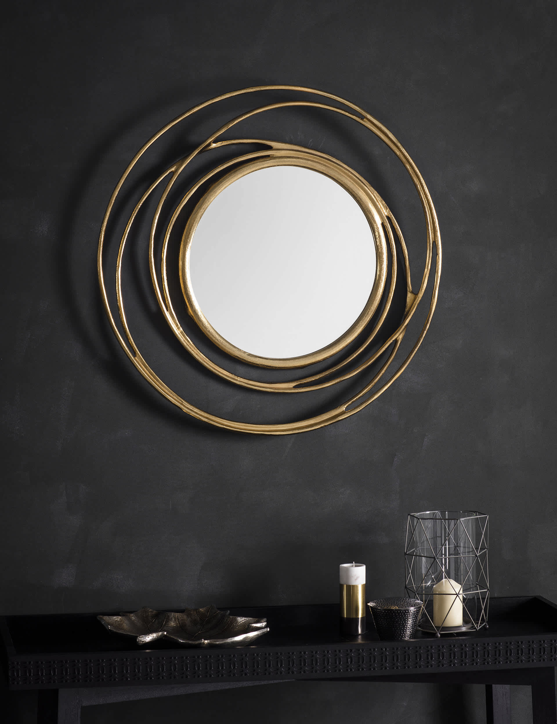 Gallery Home Allende Round Wall Mirror - Gold, Gold