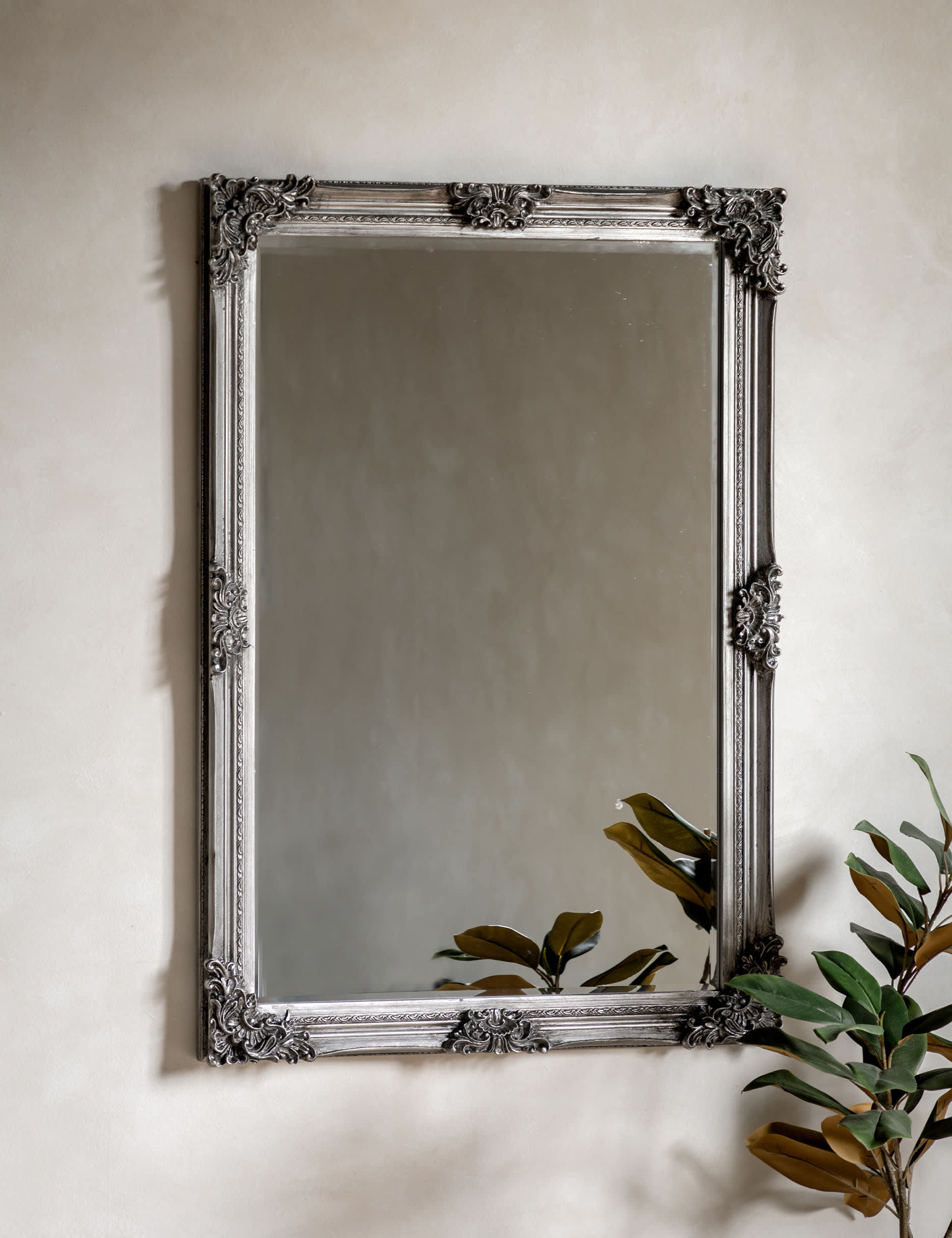 Gallery Home Fiennes Extra Large Rectangular Wall Mirror - Silver, Silver