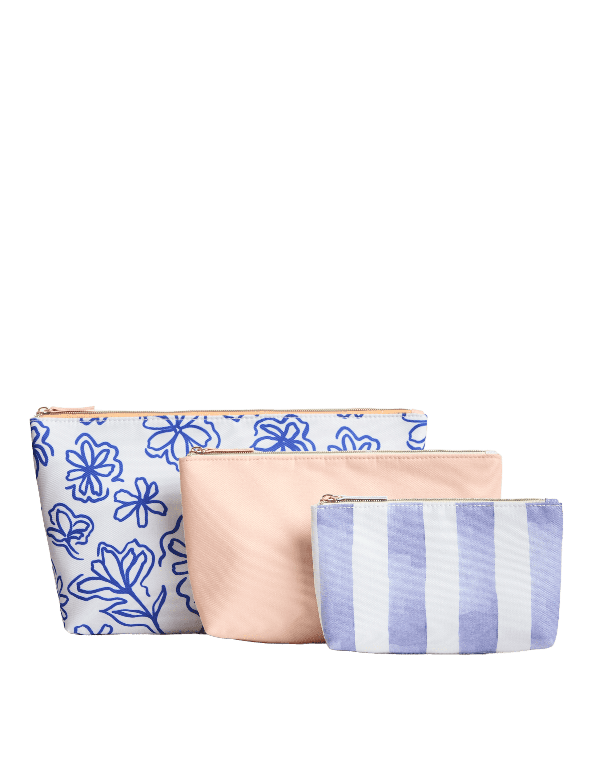 M&S Collection Women's Large Wash Bag Trio - Blue Mix, Blue Mix