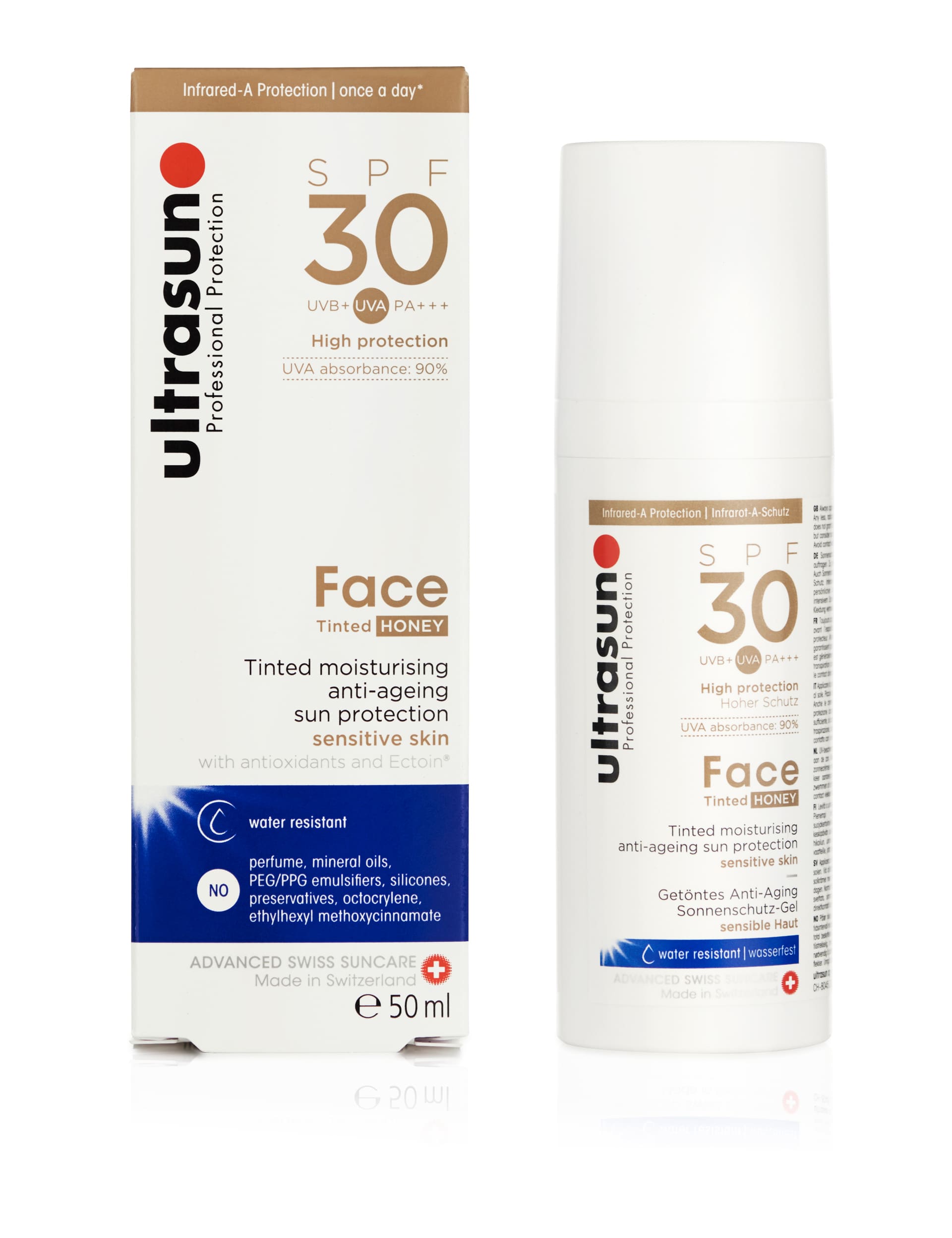 Ultrasun Womens Mens Face Tinted Cream SPF 30 Honey 50ml