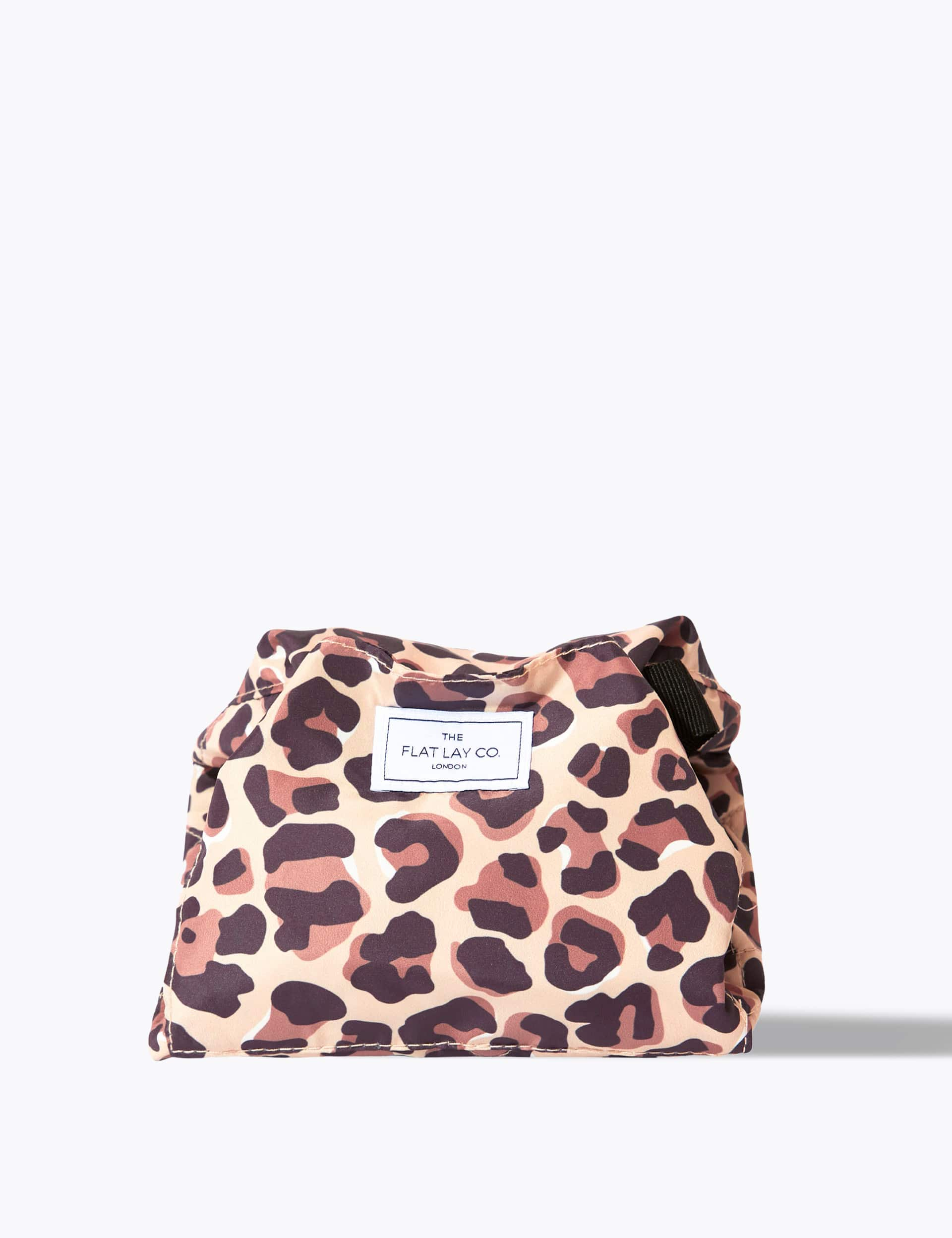 The Flat Lay Co. Women's Open Flat Makeup Bag In Leopard Print