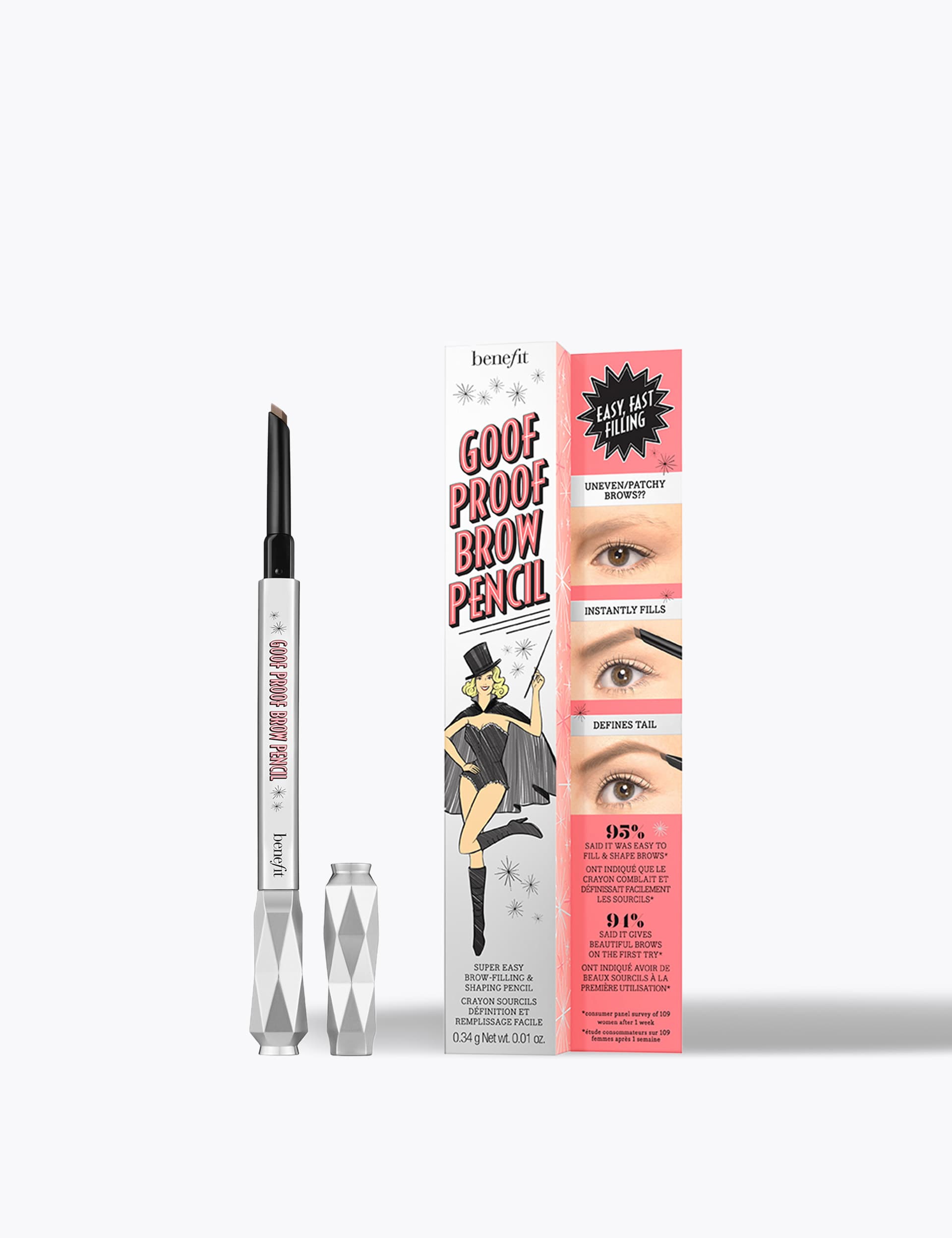 Benefit Goof Proof Easy Shape & Fill Eyebrow Pencil 0.34g - Cocoa, Light Sand,Light Beige,Smoke,Natu