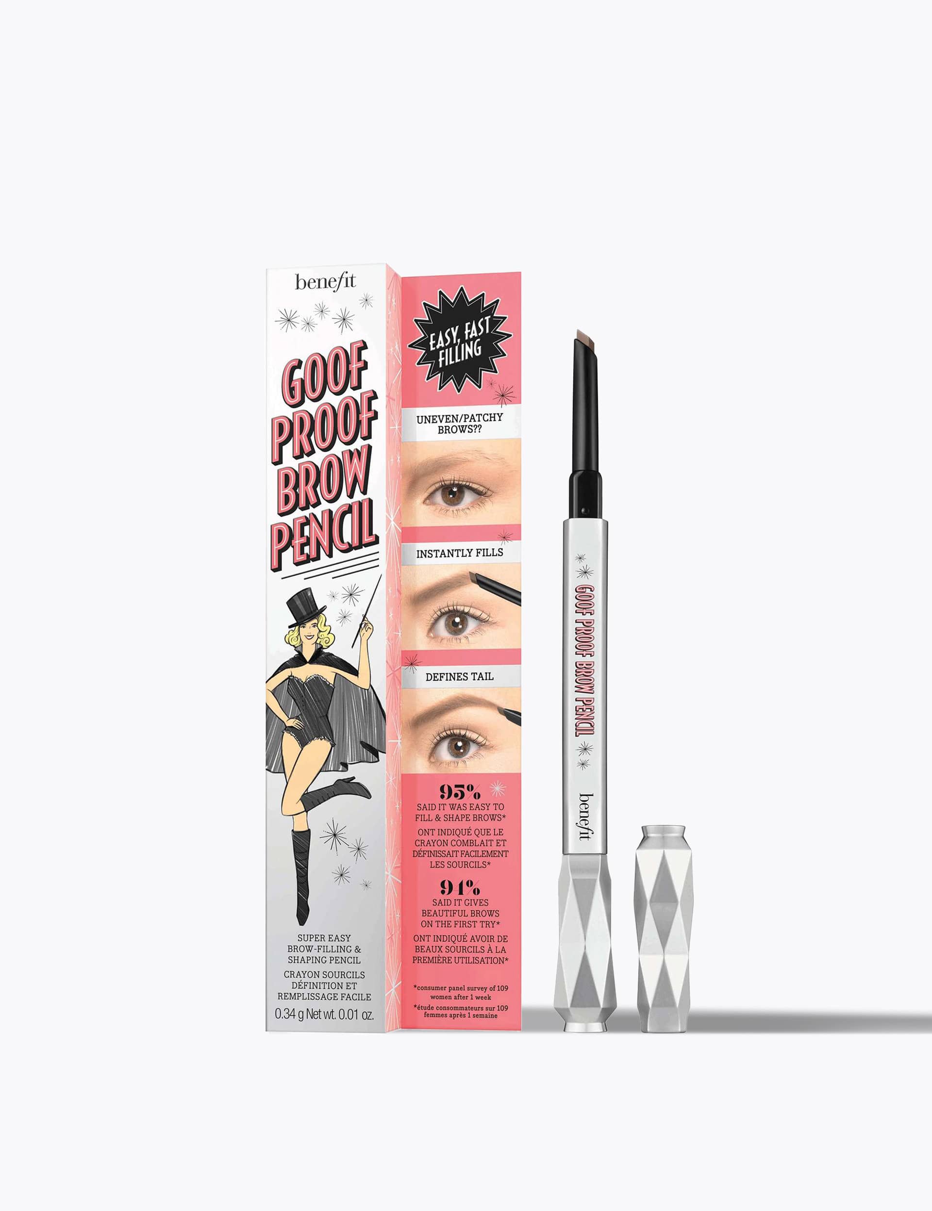 Benefit Goof Proof Easy Shape & Fill Eyebrow Pencil 0.34g - Medium Beige, Light Sand,Light Beige,Smo