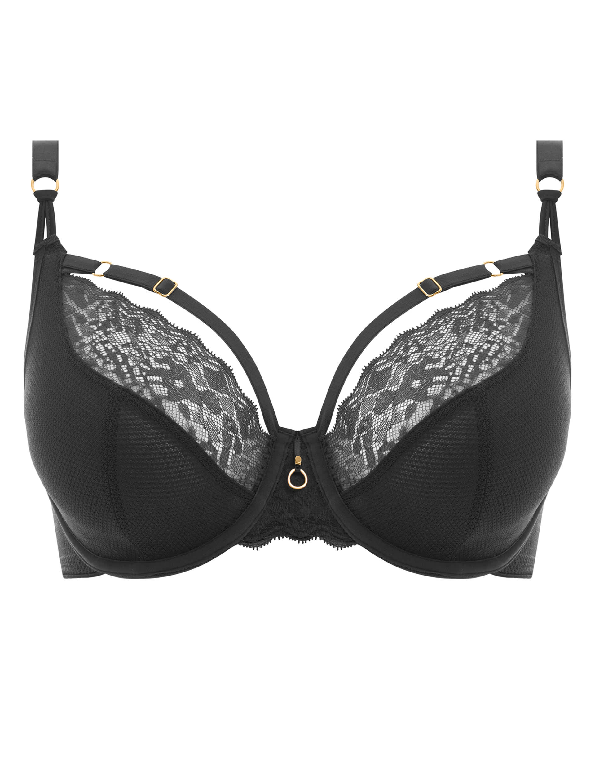 Freya Women's Temptress Lace Trim Wired Plunge Bra C-G - 36D - Black, Black