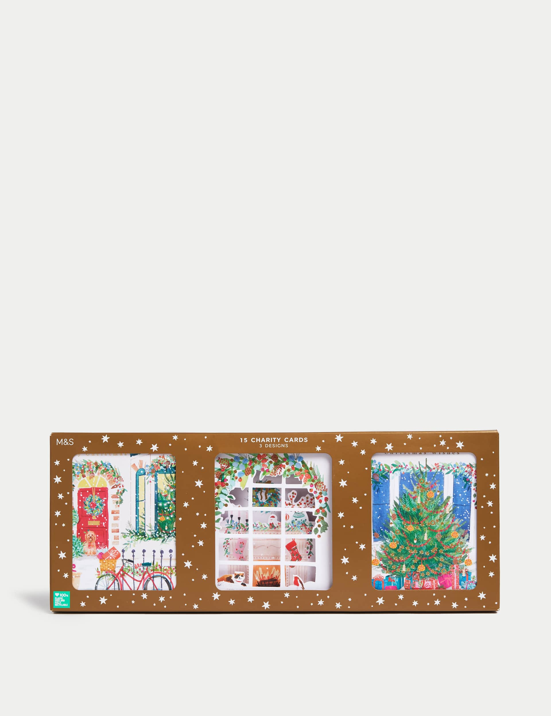 M&S 15 Charity Christmas Cards - Festive Homes with 3D Design