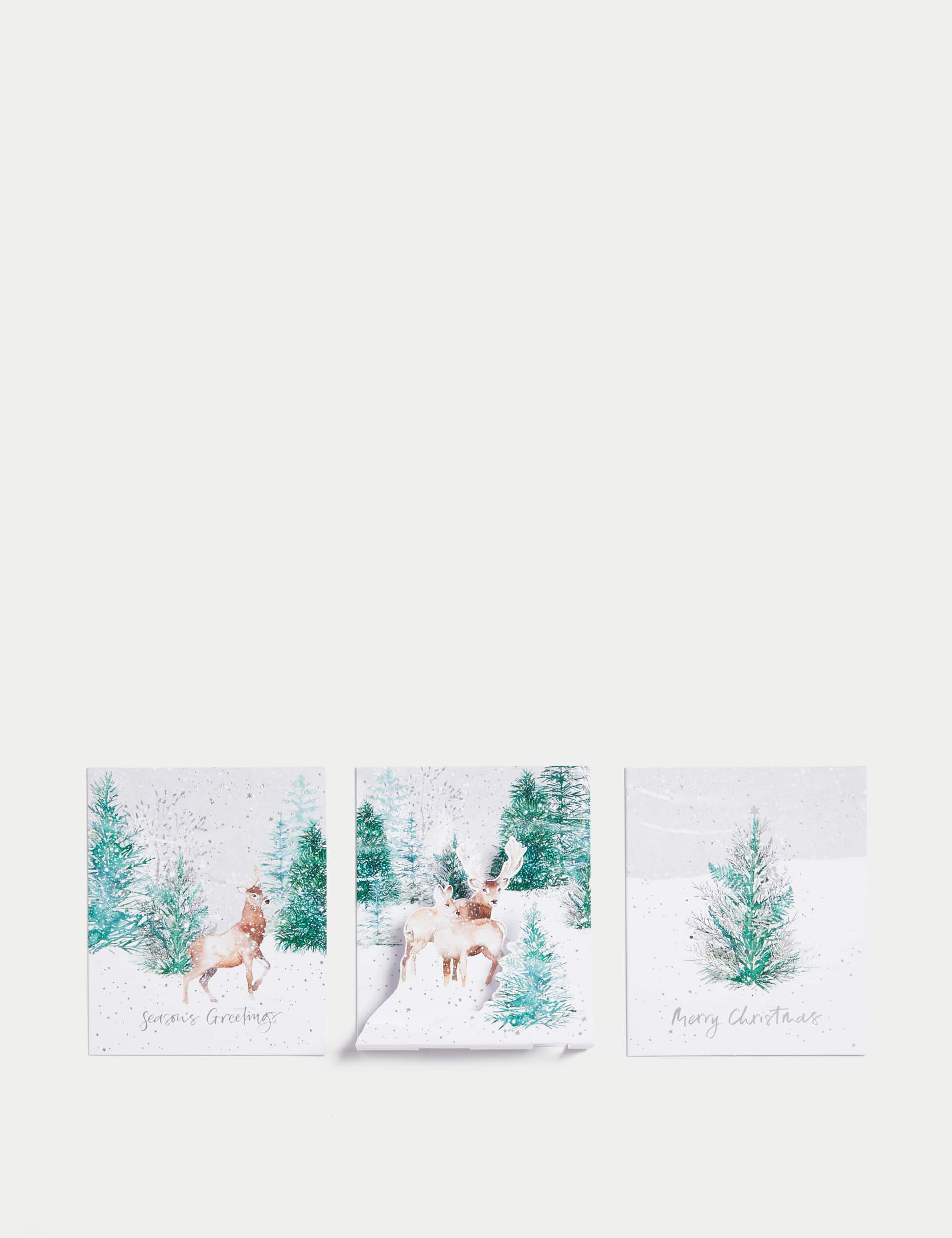 M&S 15 Charity Christmas Cards - Winter Stags with 3D Design