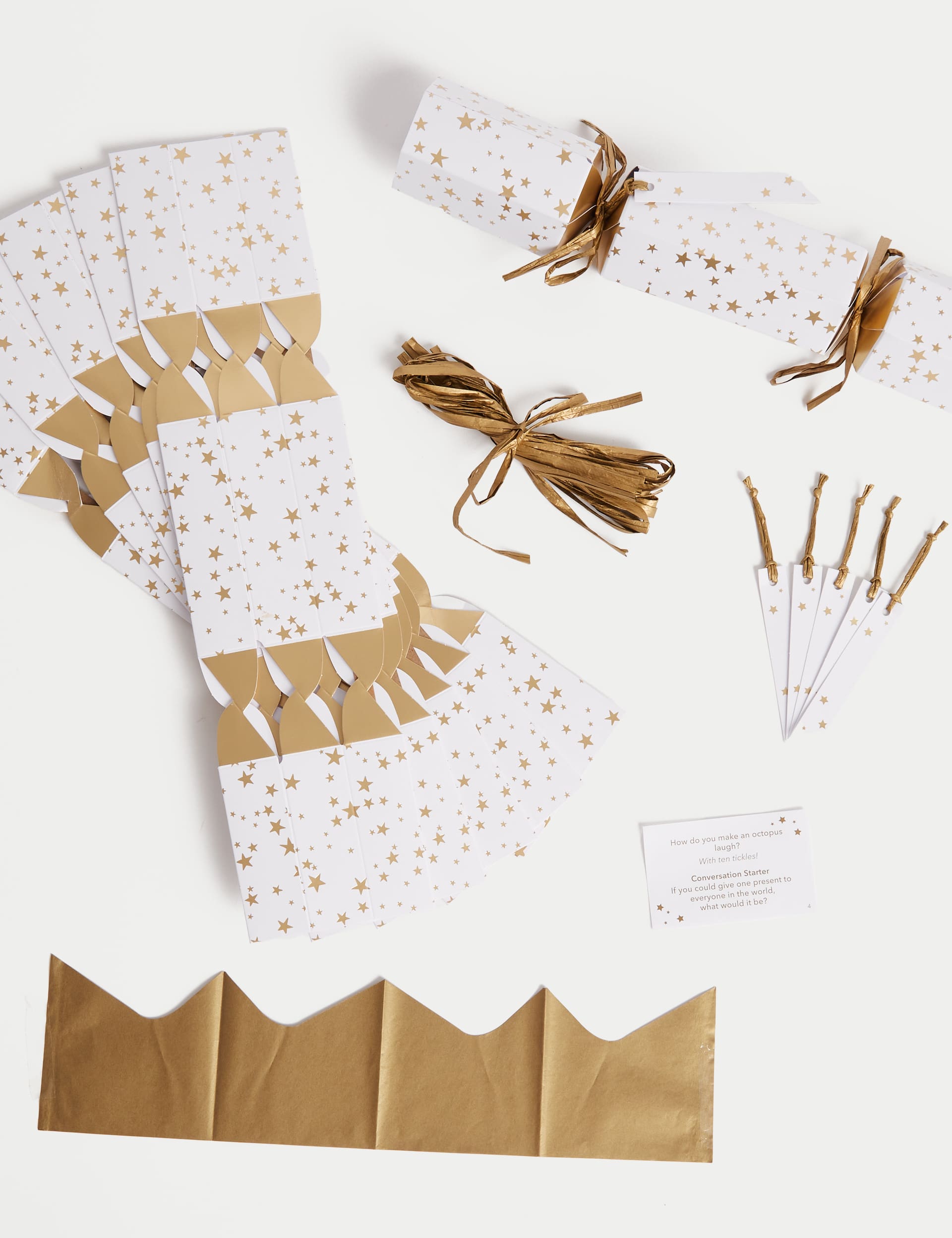 M&S 6 Fill-Your-Own Christmas Crackers - Gold Stars Design