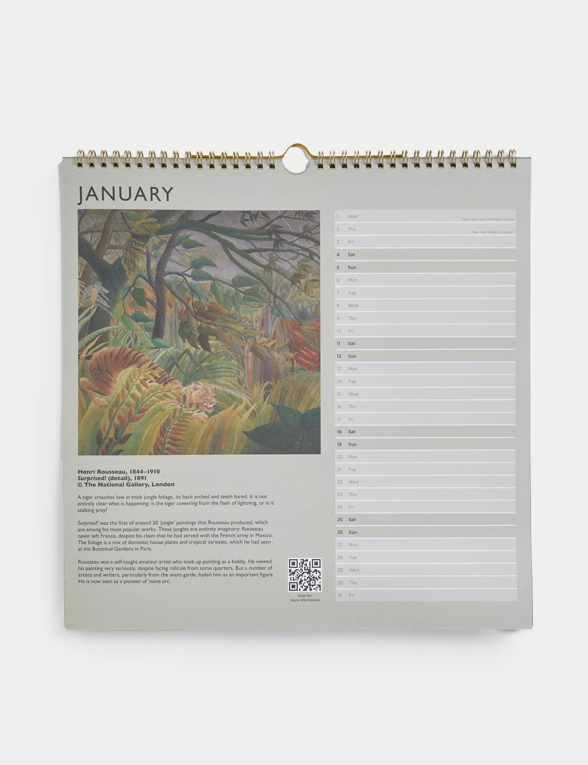 M&S 2025 Large Calendar with Pen - The National Gallery