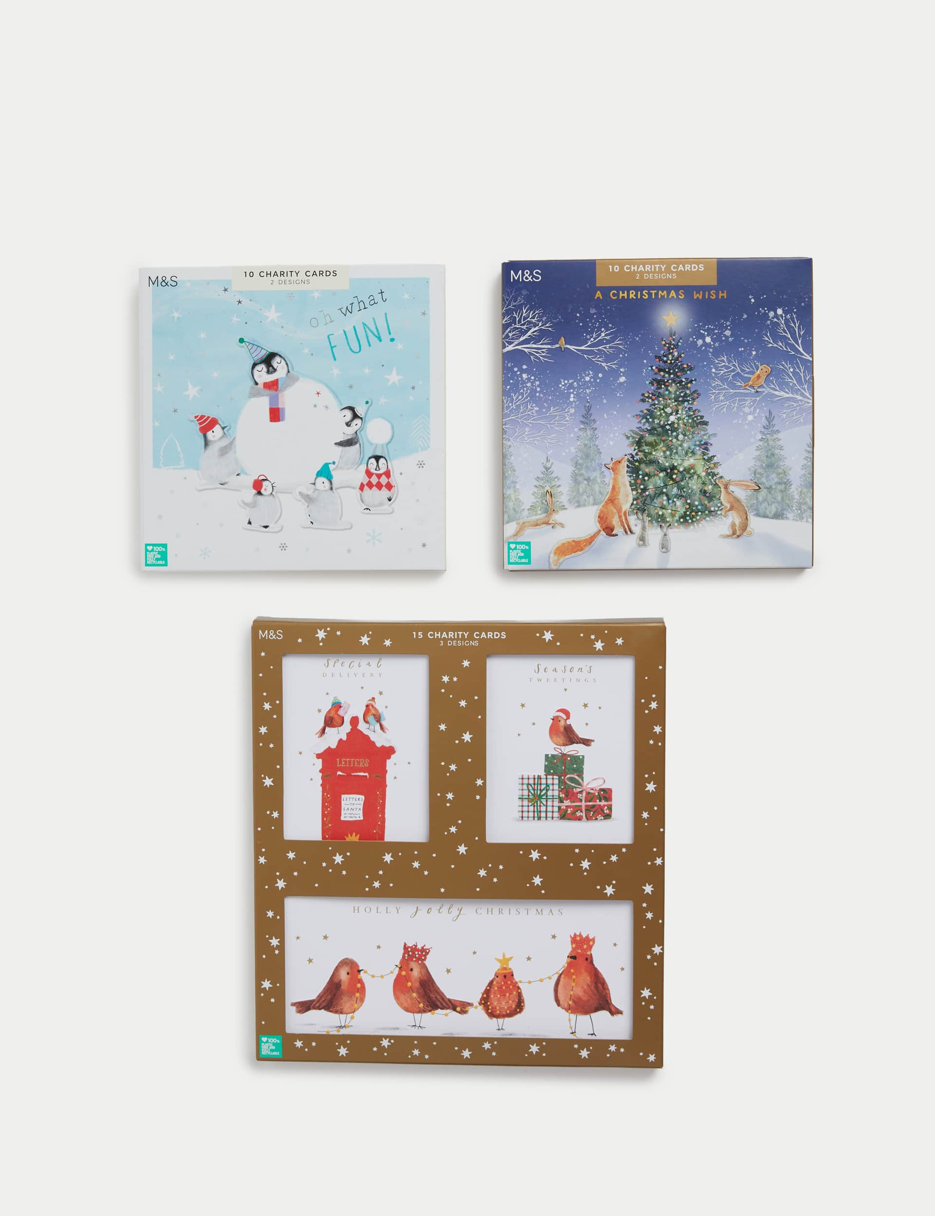 M&S 35 Charity Christmas Cards - Cute Animal Designs