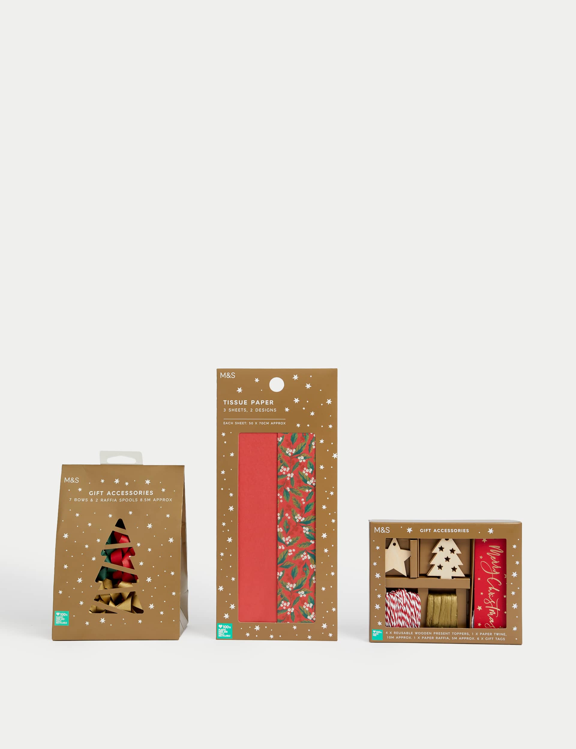 M&S Christmas Gift Accessory Pack - Red, Gold & Green Designs