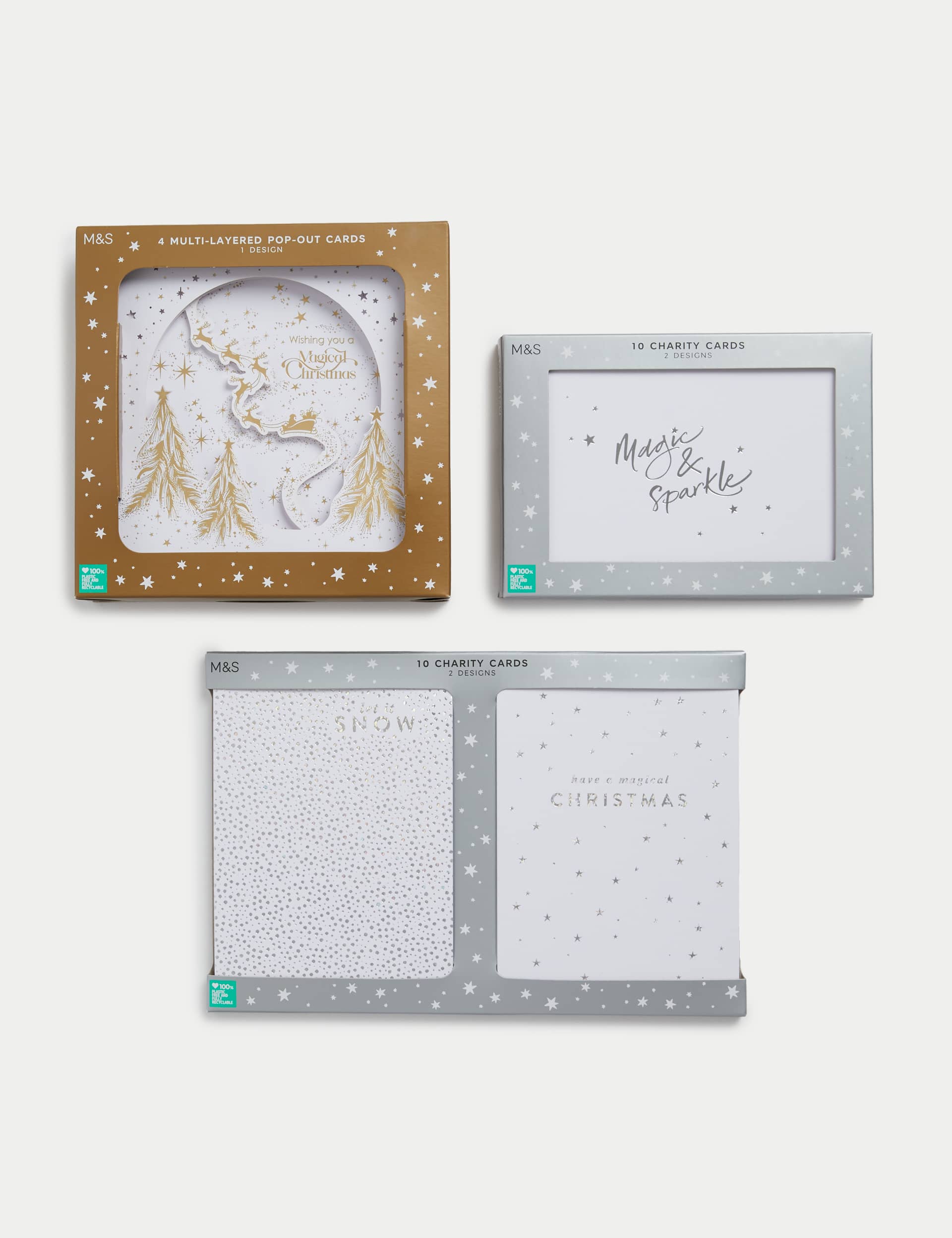 M&S 24 Charity Christmas Cards - Gold & Silver Foil Designs