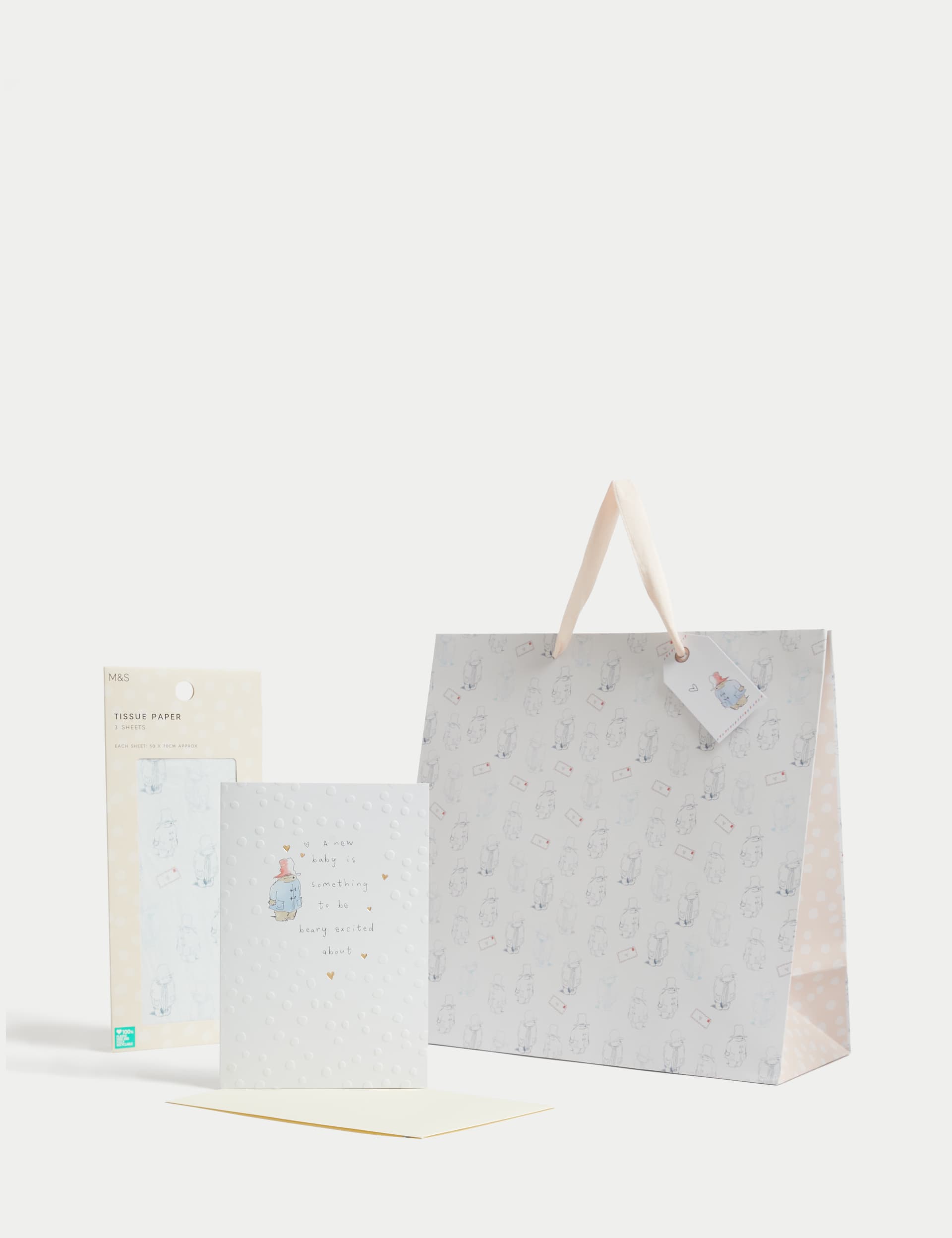 M&S Paddington Gift Wrap Set With New Baby Card, Gift Bag & Tissue