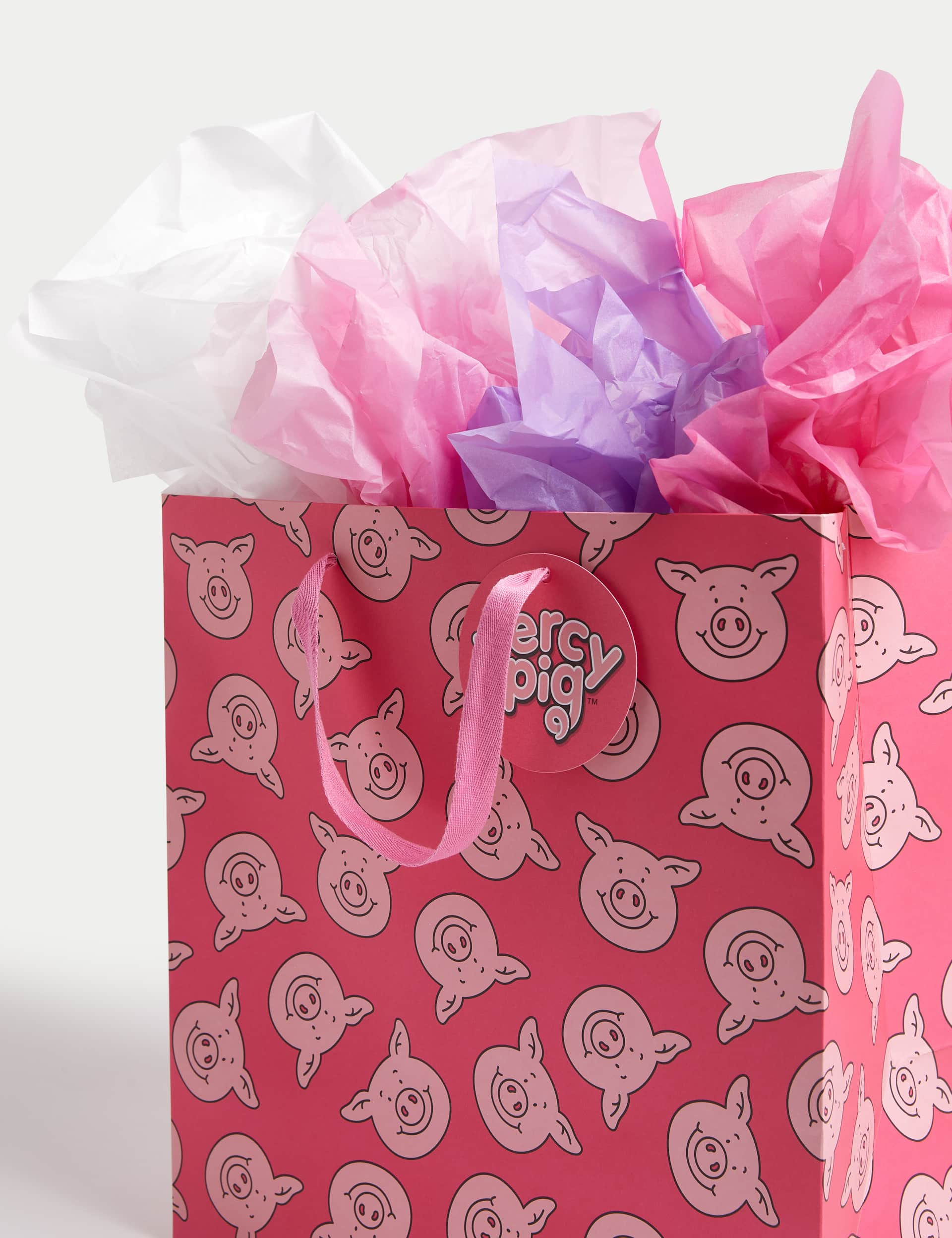 M&S Percy Pig Gift Wrap Set With Blank Greetings Card, Gift Bag & Tissue