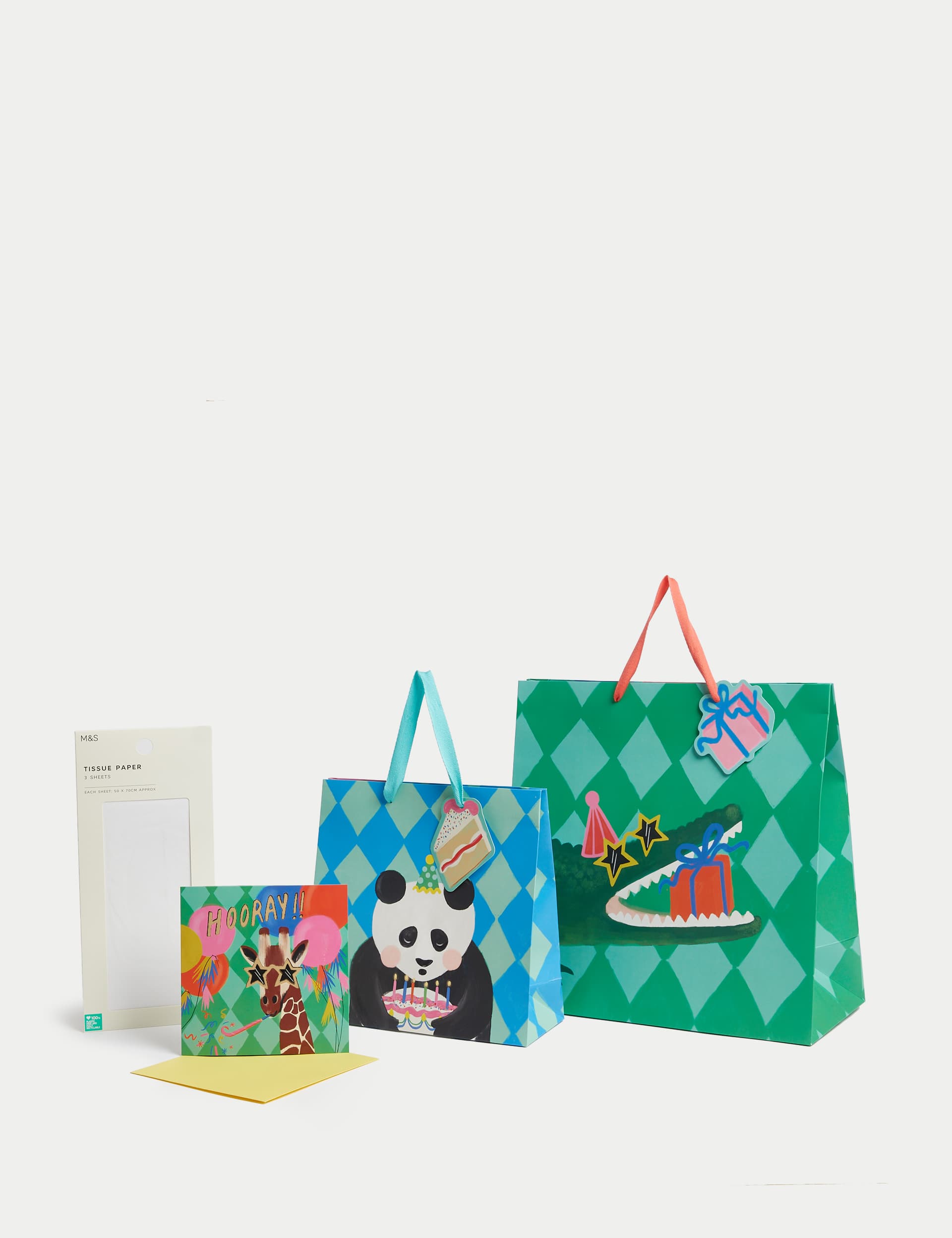 M&S Zoo Animals Gift Wrap Set With Birthday Card, Gift Bags & Tissue