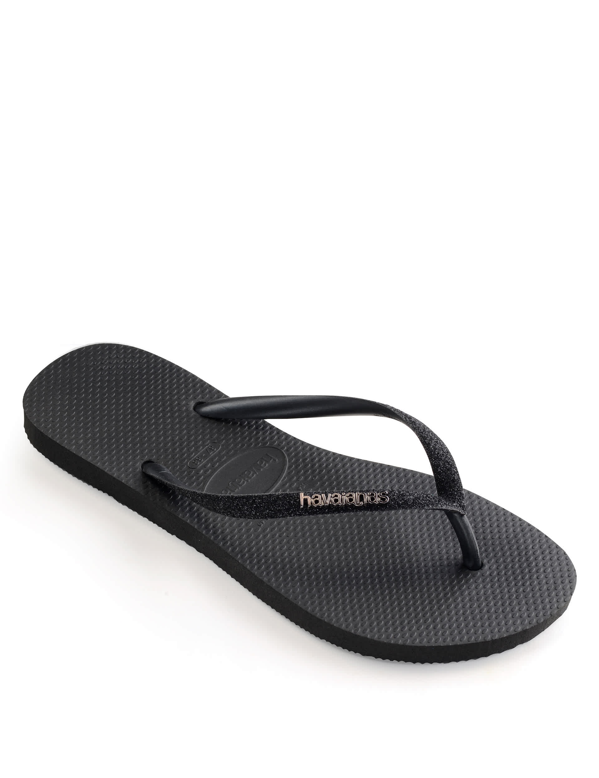 Havaianas Women's Glitter Flip Flops - 41/42 - Black, Black