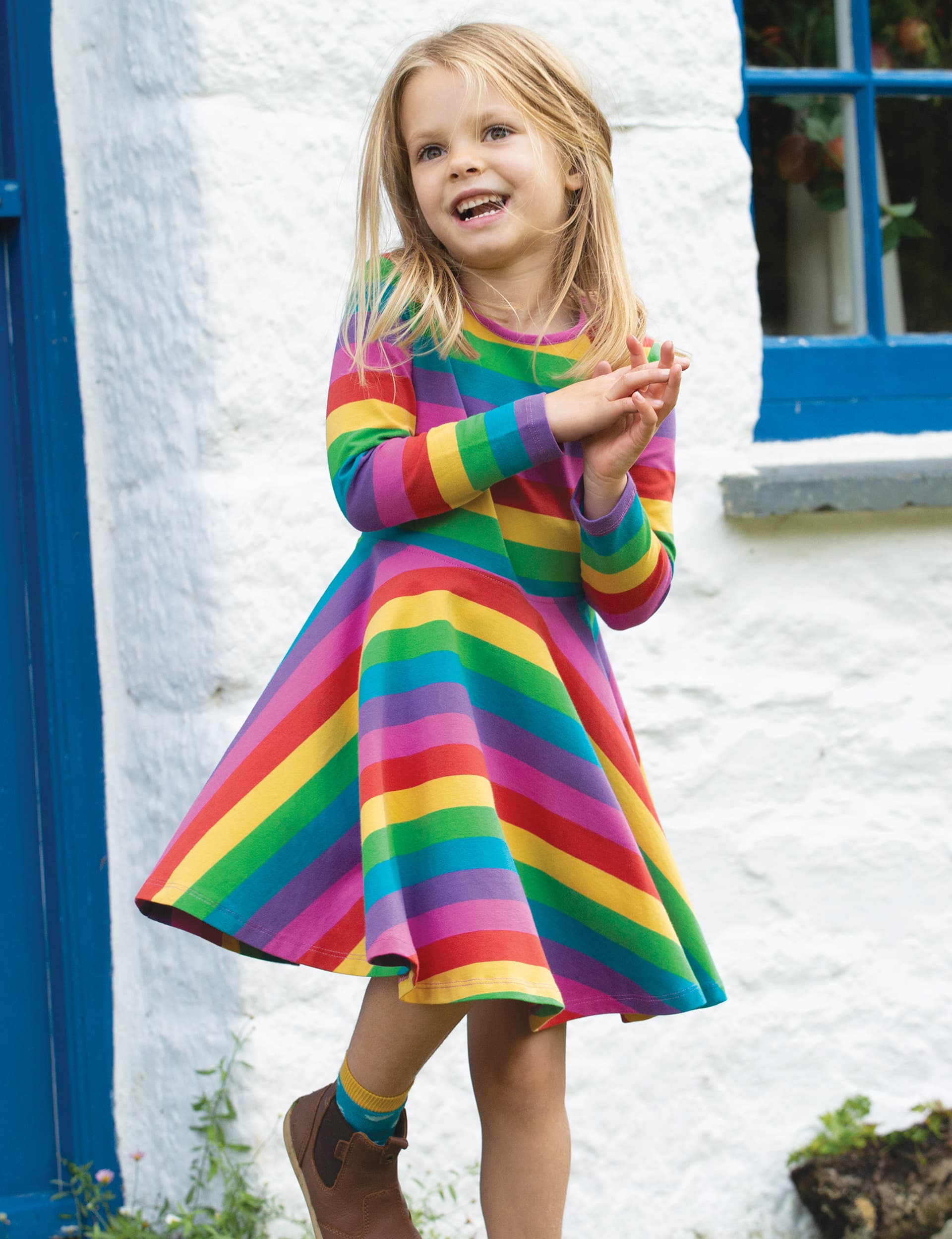 Frugi Girls Cotton Striped Dress (6 Mths-7 Yrs) - 4-5Y - Multi, Multi