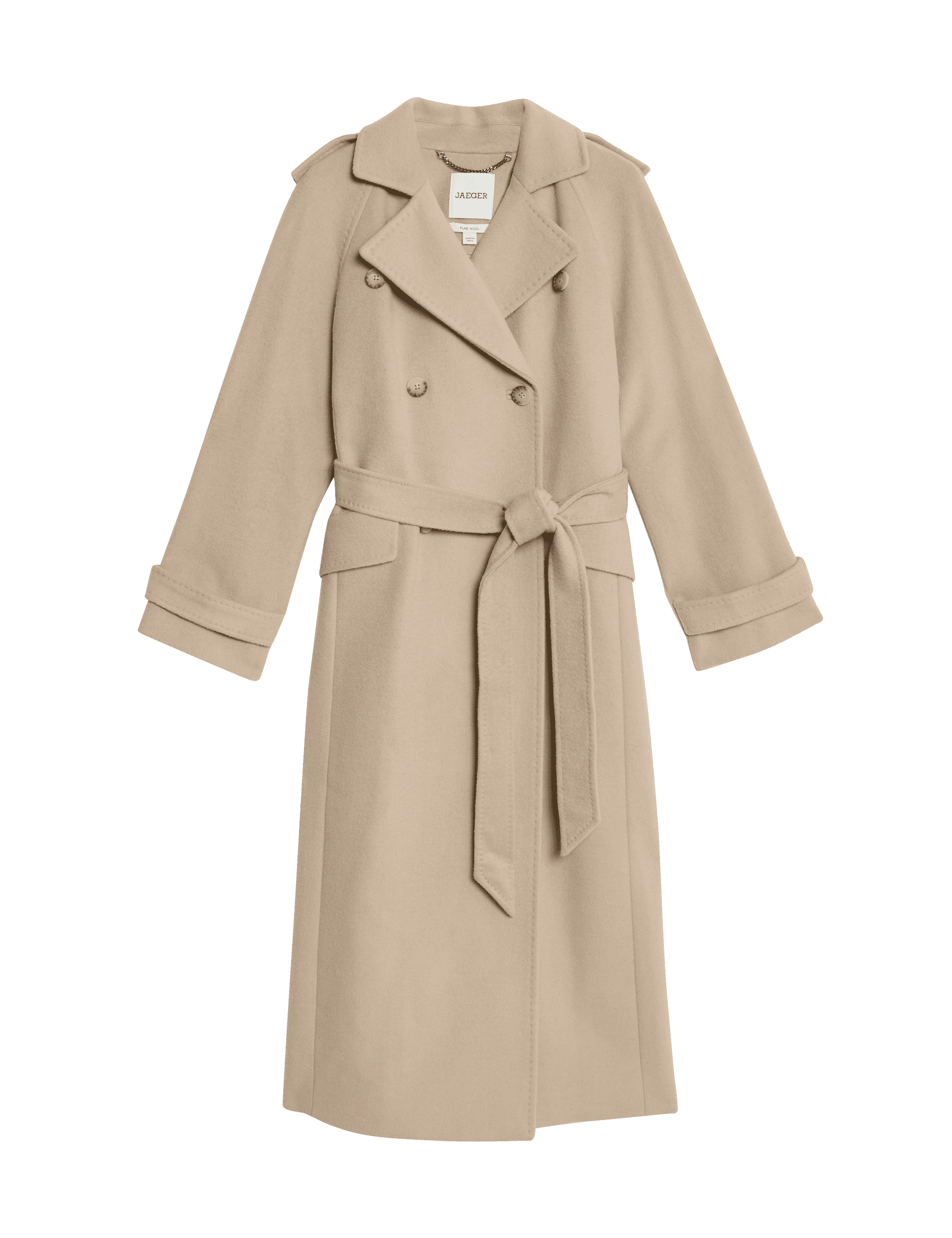 Jaeger Women's Pure Wool Wrap Coat - 14 - Light Camel, Black,Light Camel