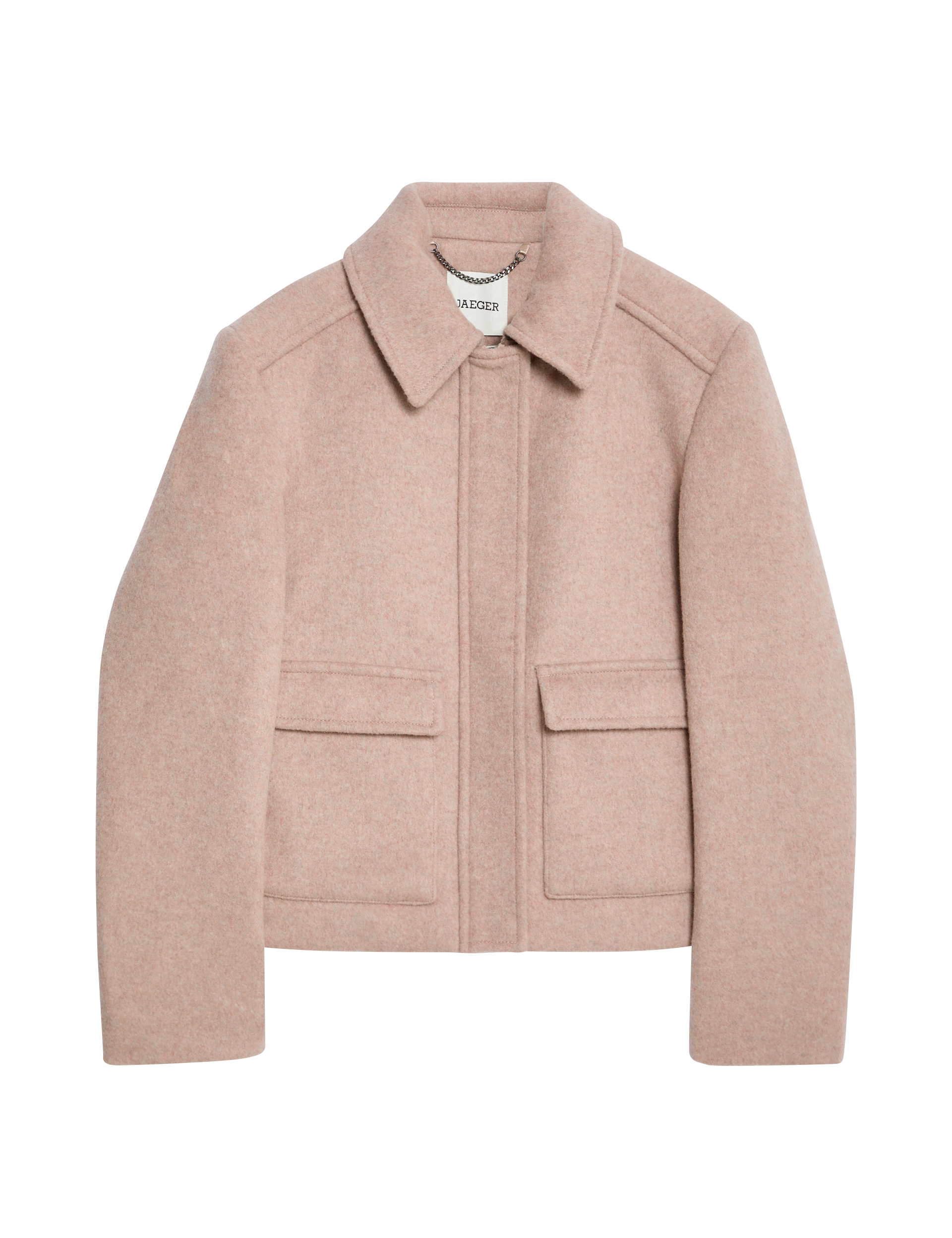 Jaeger Women's Pure Wool Collared Bomber Jacket - 14 - Peach, Peach