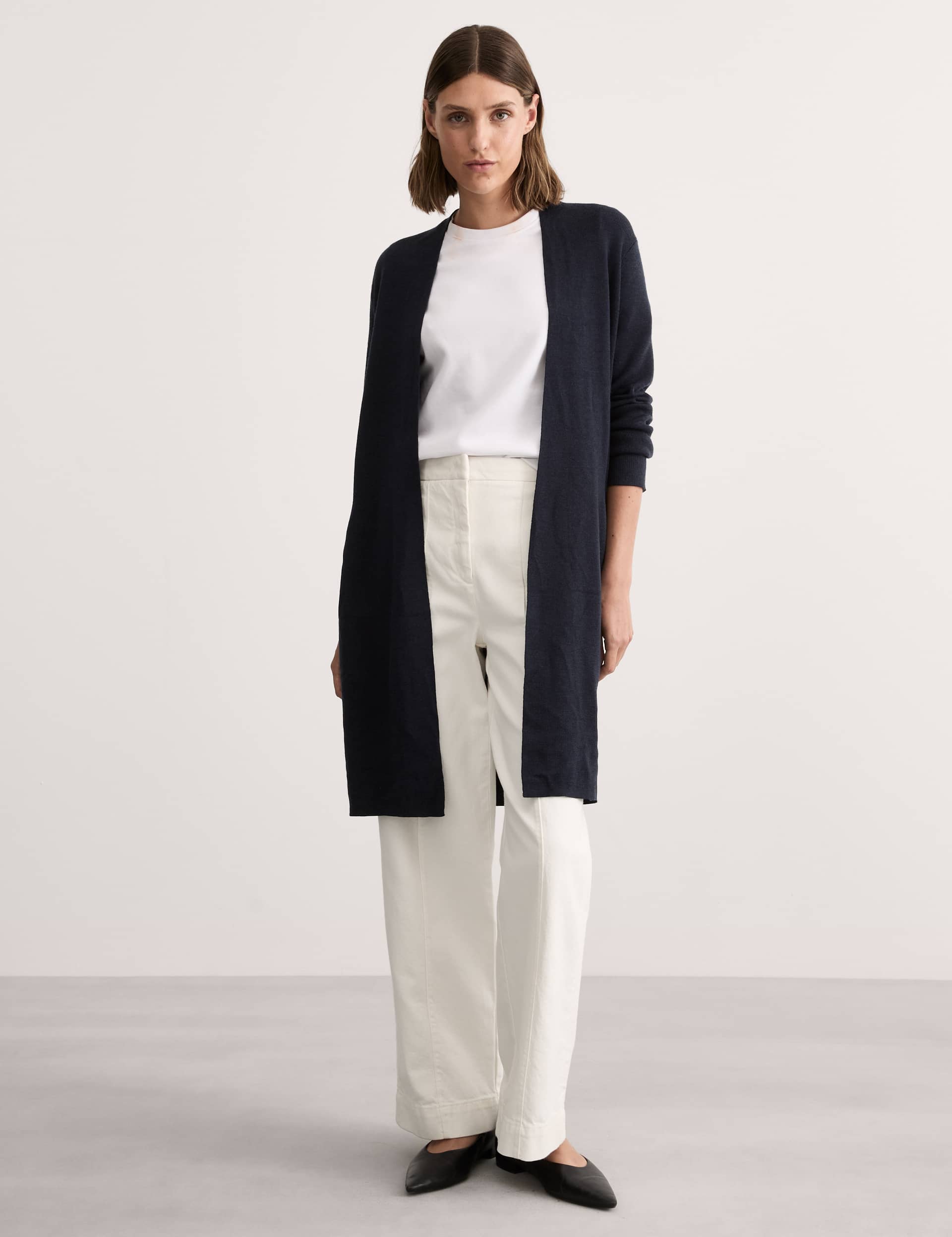 Jaeger Women's Pure Merino Wool Longline Cardigan