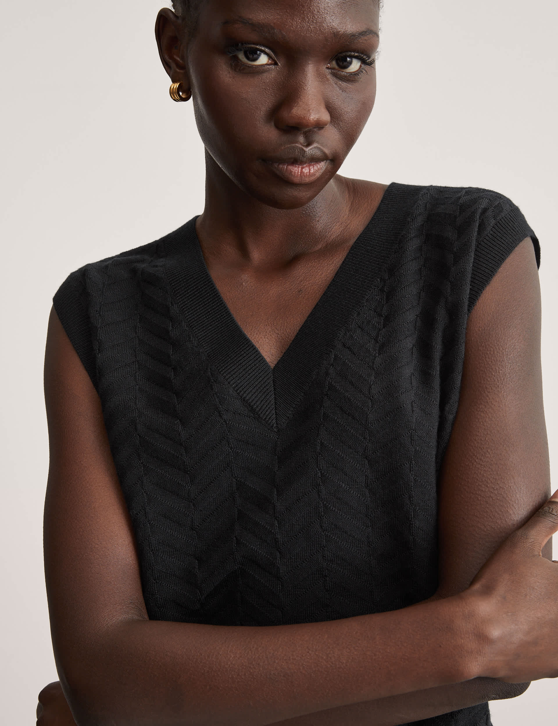 Jaeger Women's Pure Merino Wool V-Neck Knitted Vest