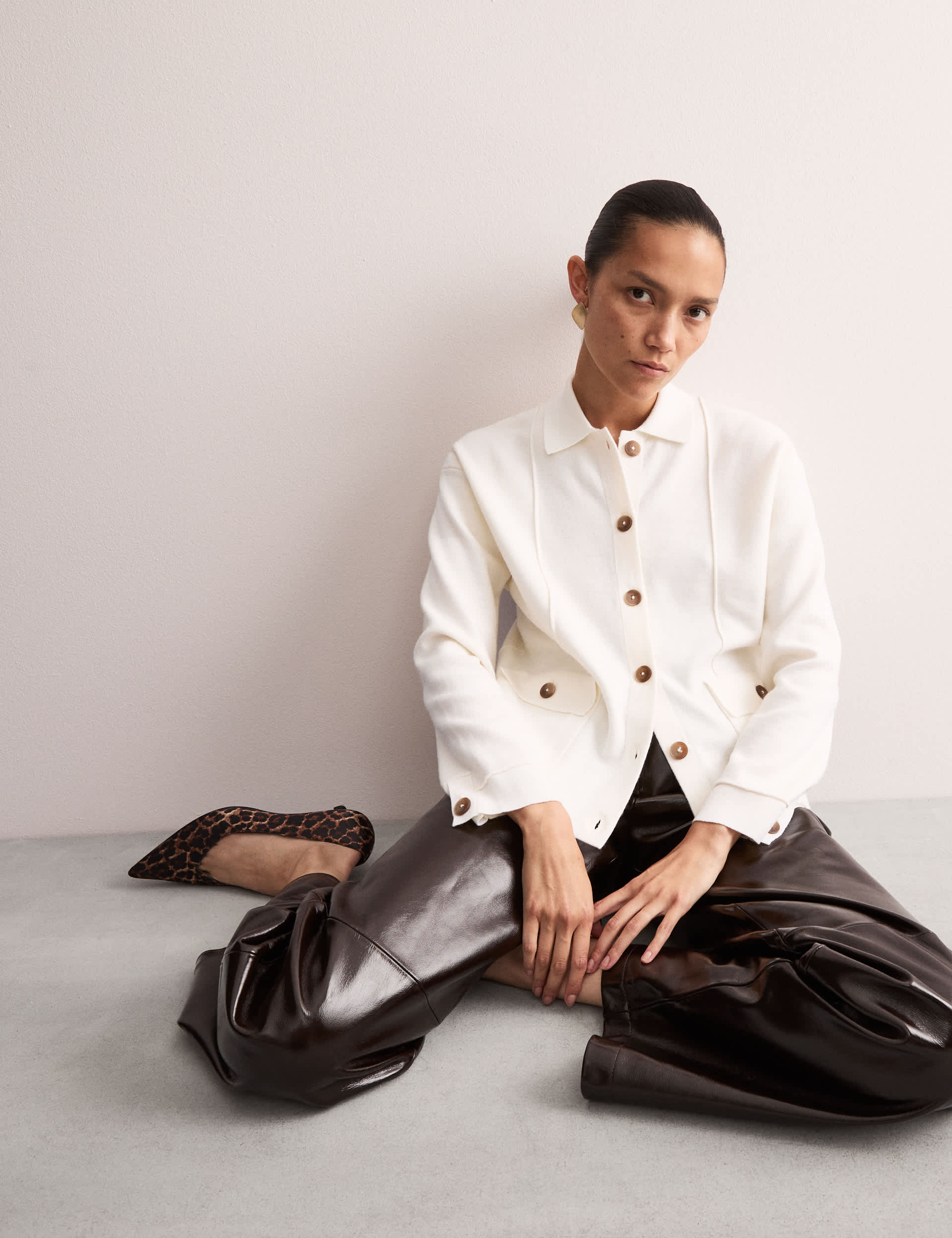 Jaeger Women's Pure Merino Wool Knitted Jacket