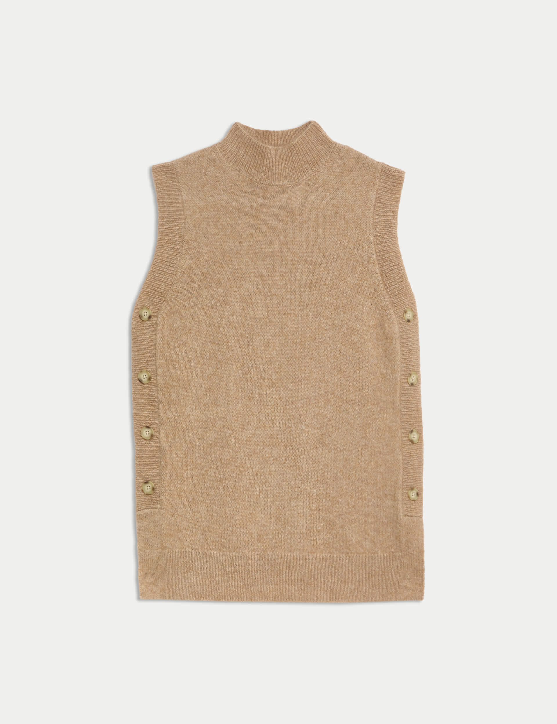 Jaeger Women's Mohair Blend Funnel Neck Vest Top - Camel, Camel