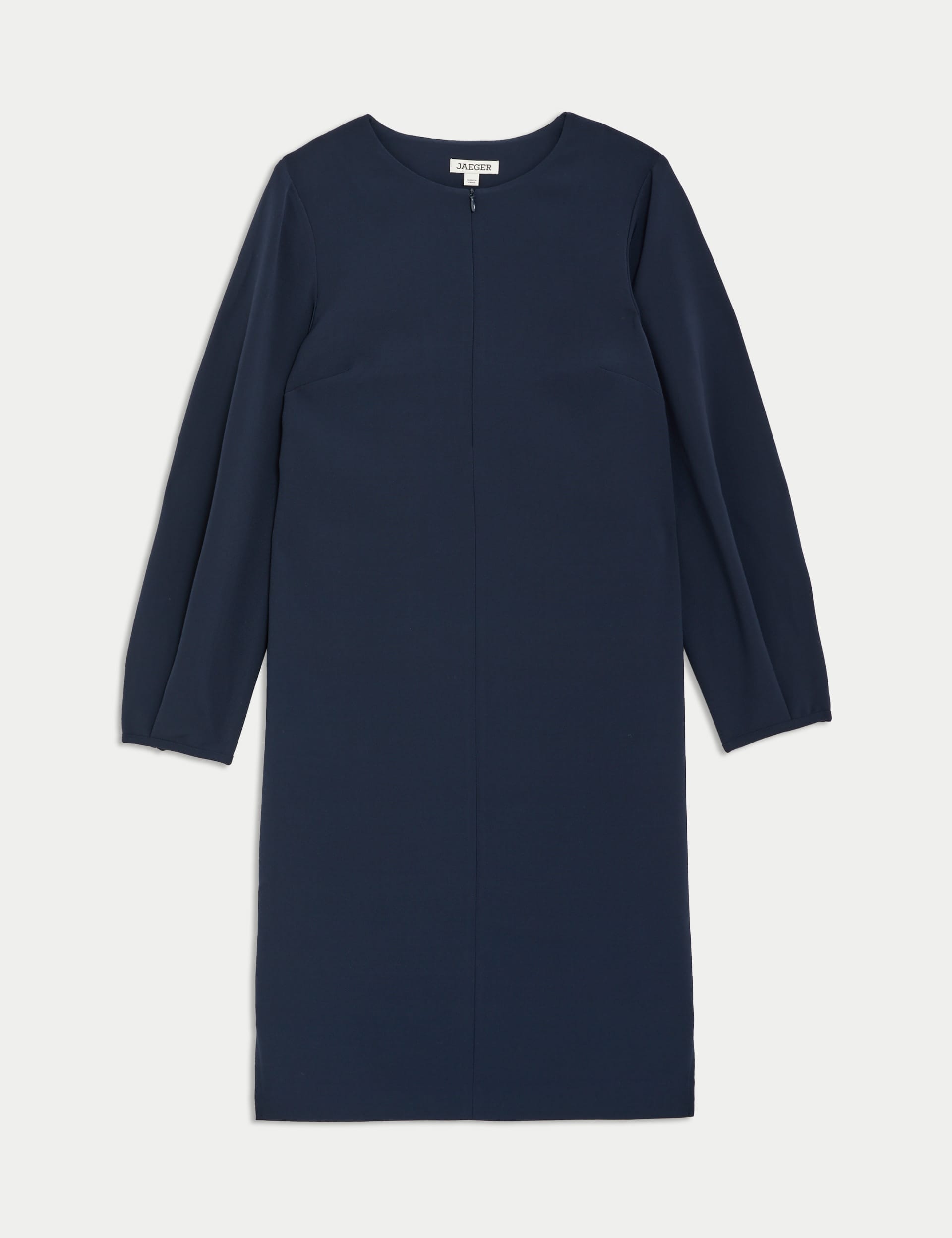 Jaeger Women's Crew Neck Knee Length Shift Dress - 14 - Navy, Navy