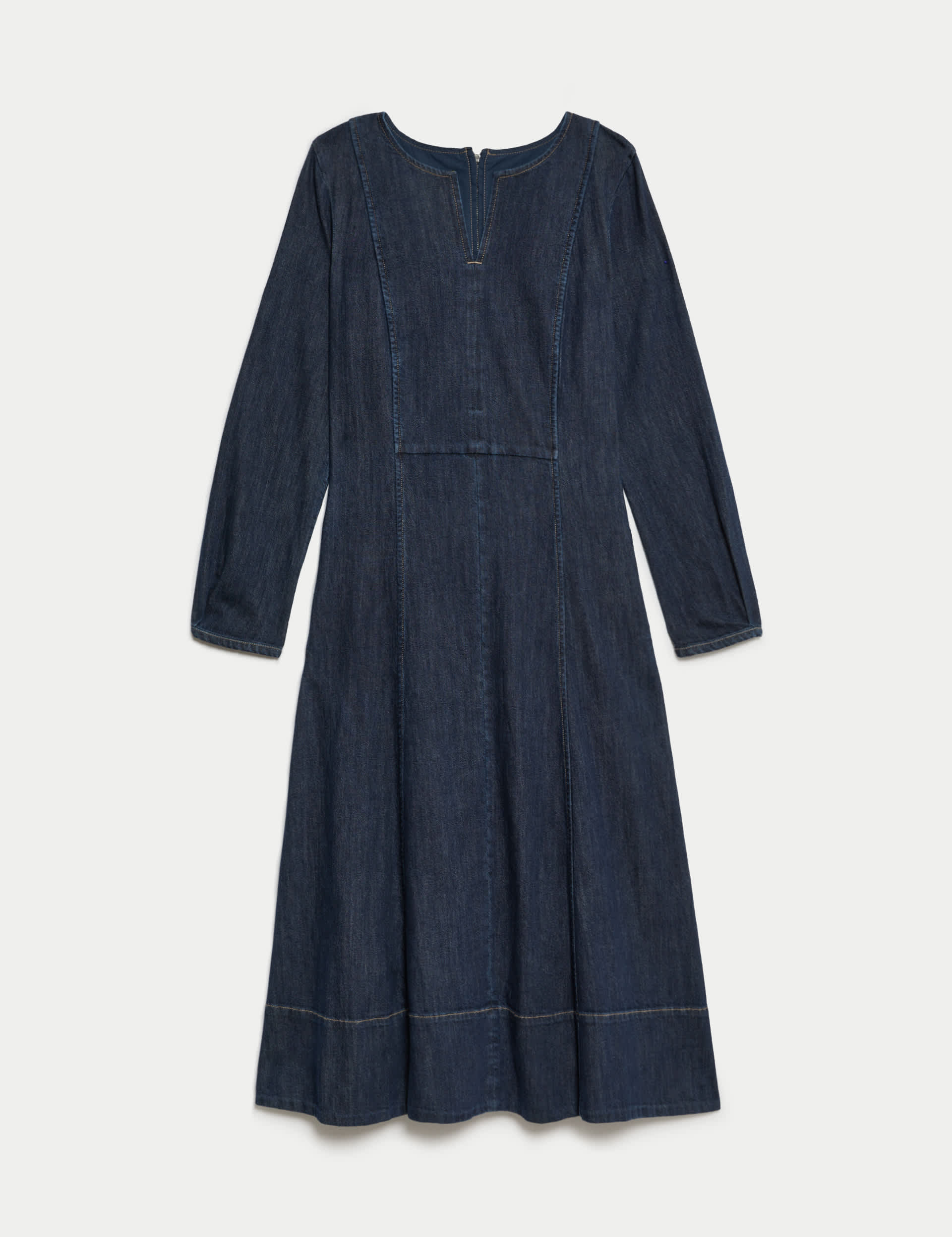 Jaeger Denim Midi Fit and Flare Dress - 10 - Navy, Navy