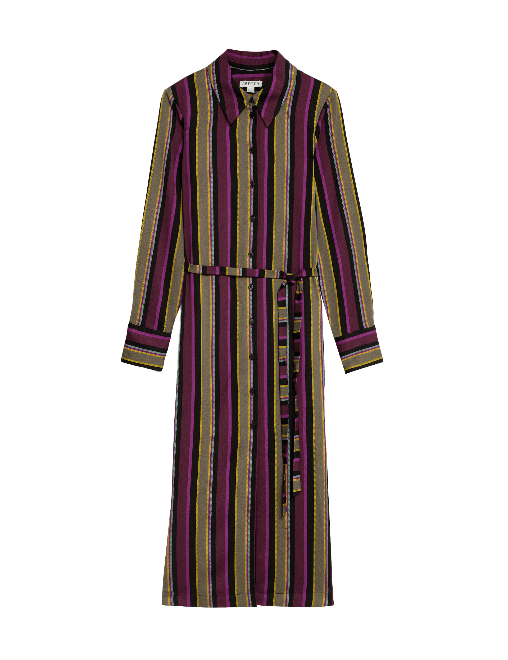 Jaeger Women's Striped Tie Waist Midi Shirt Dress - 16 - Purple Mix, Purple Mix