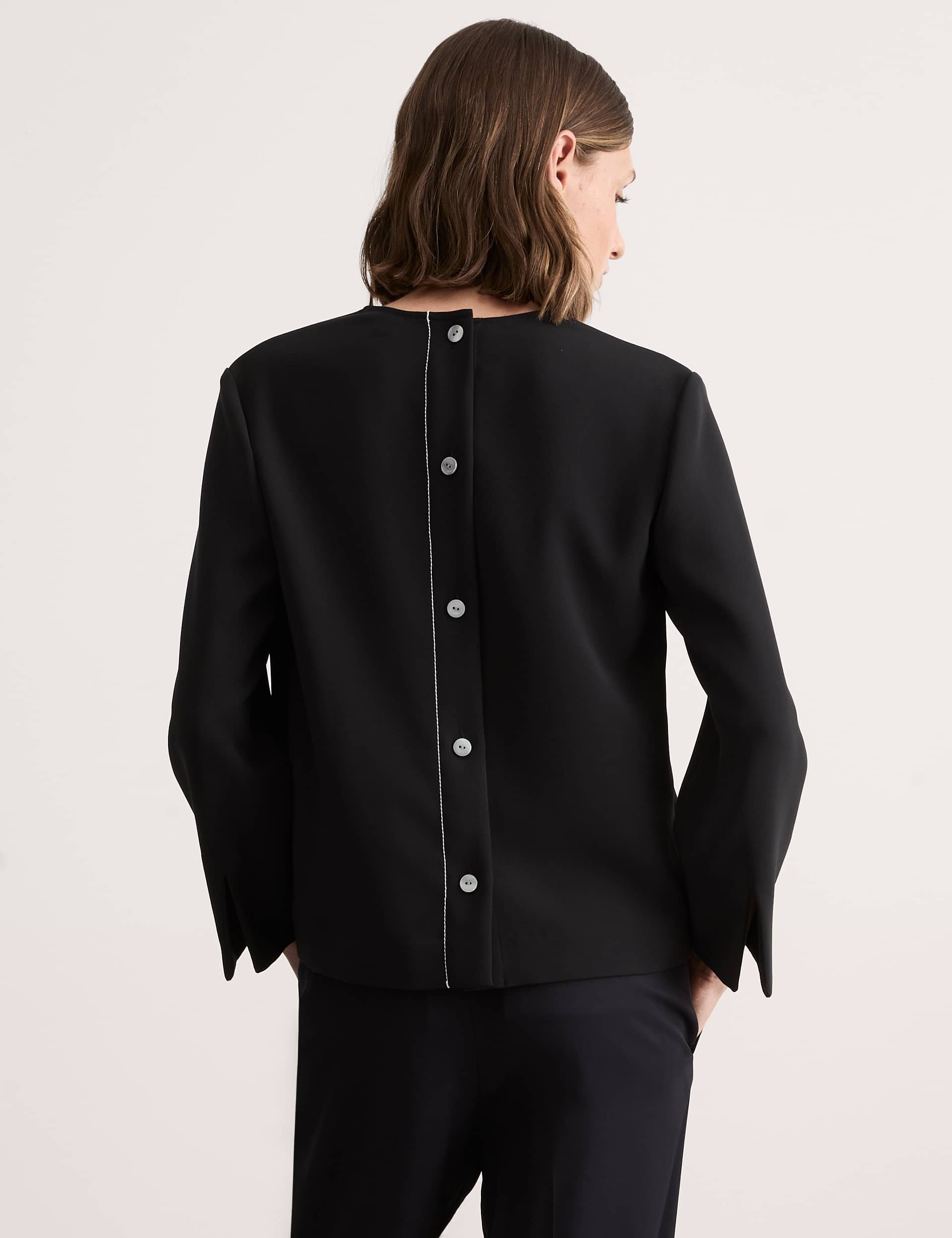 Jaeger Women's Crepe V-Neck Relaxed Top