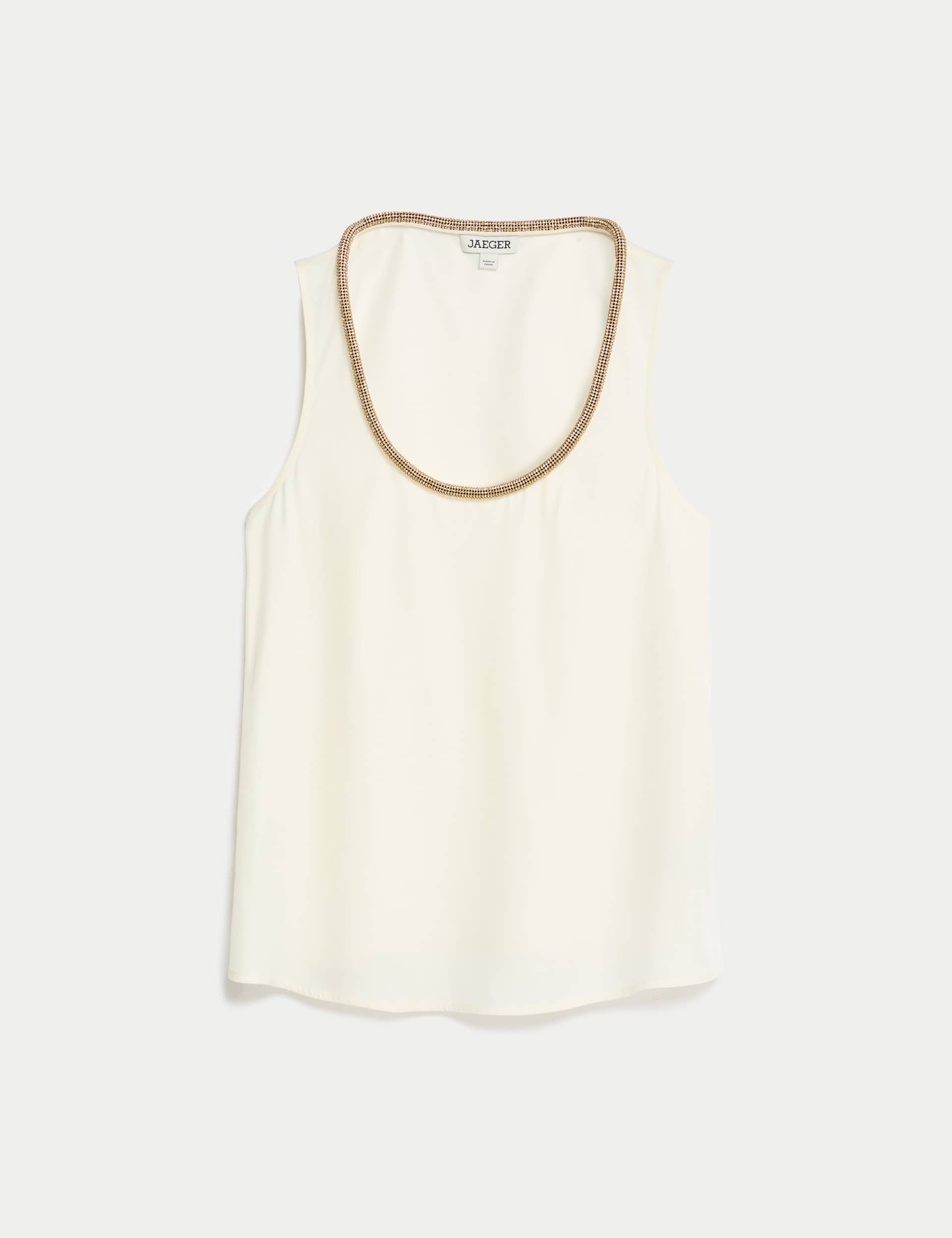 Jaeger Women's Embellished Scoop Neck Shell Top - 14 - Ivory, Ivory