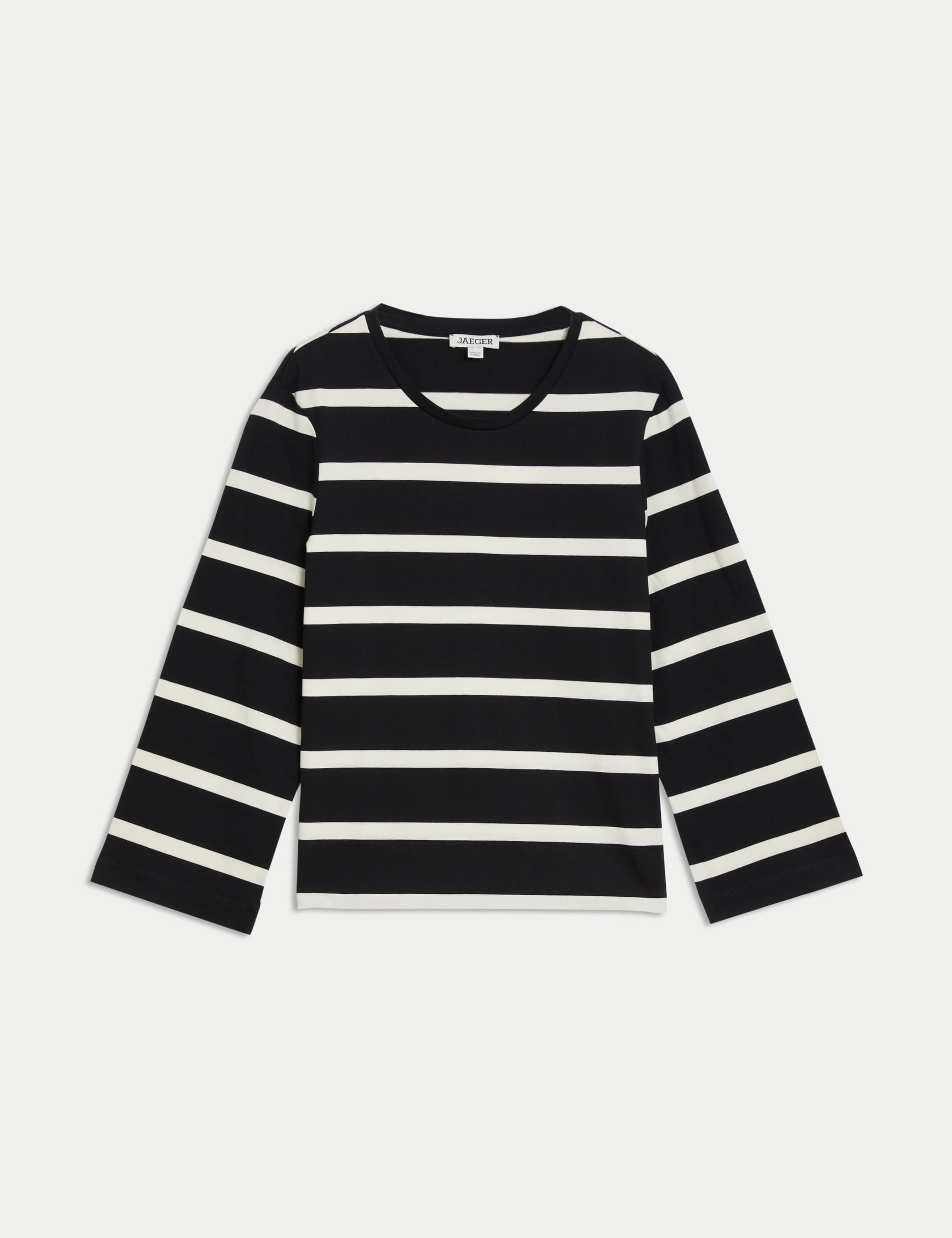 Jaeger Women's Pure Cotton Striped Top - 14 - Black Mix, Black Mix