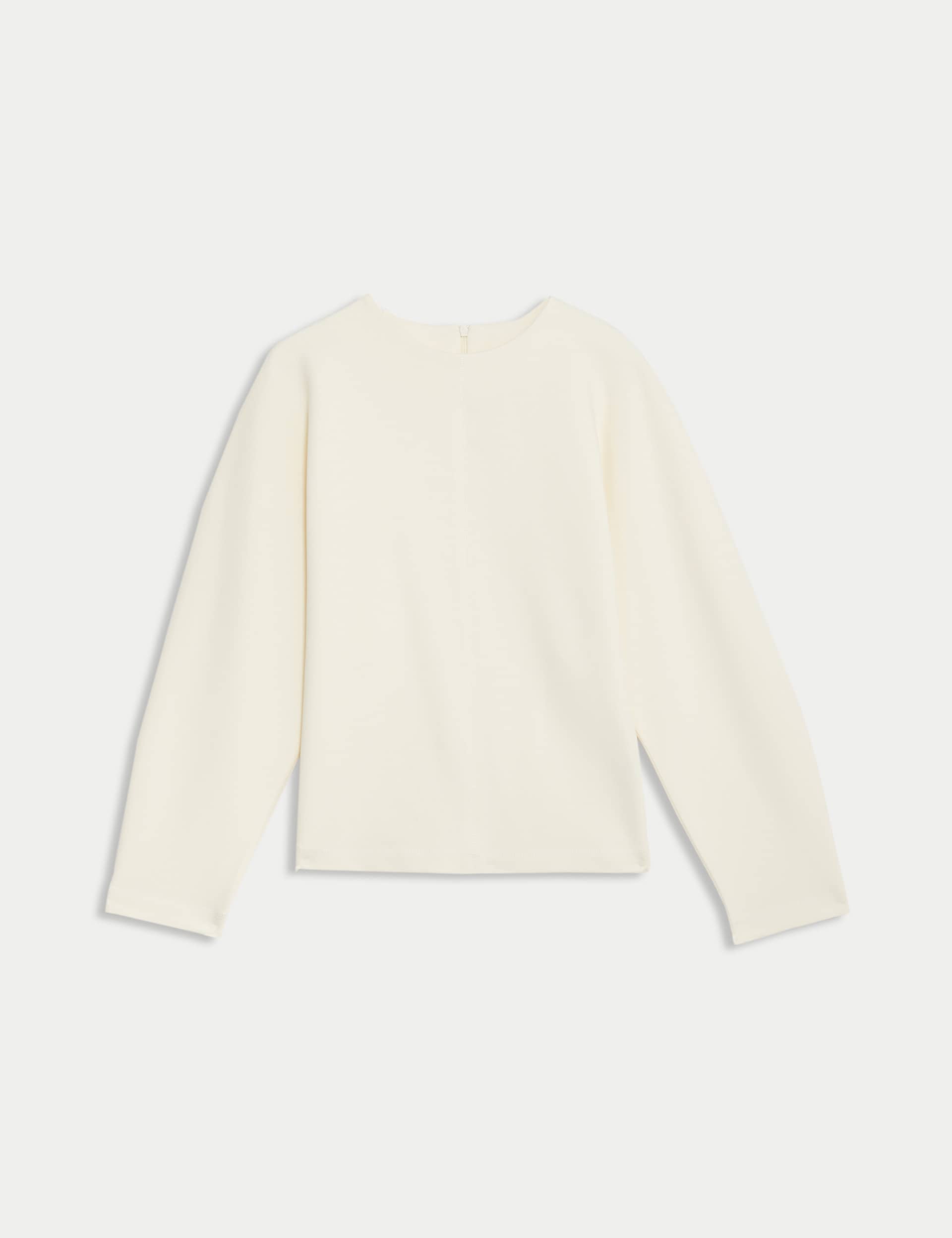 Jaeger Women's Cotton Rich Jersey Sweatshirt - 14 - Ivory, Ivory