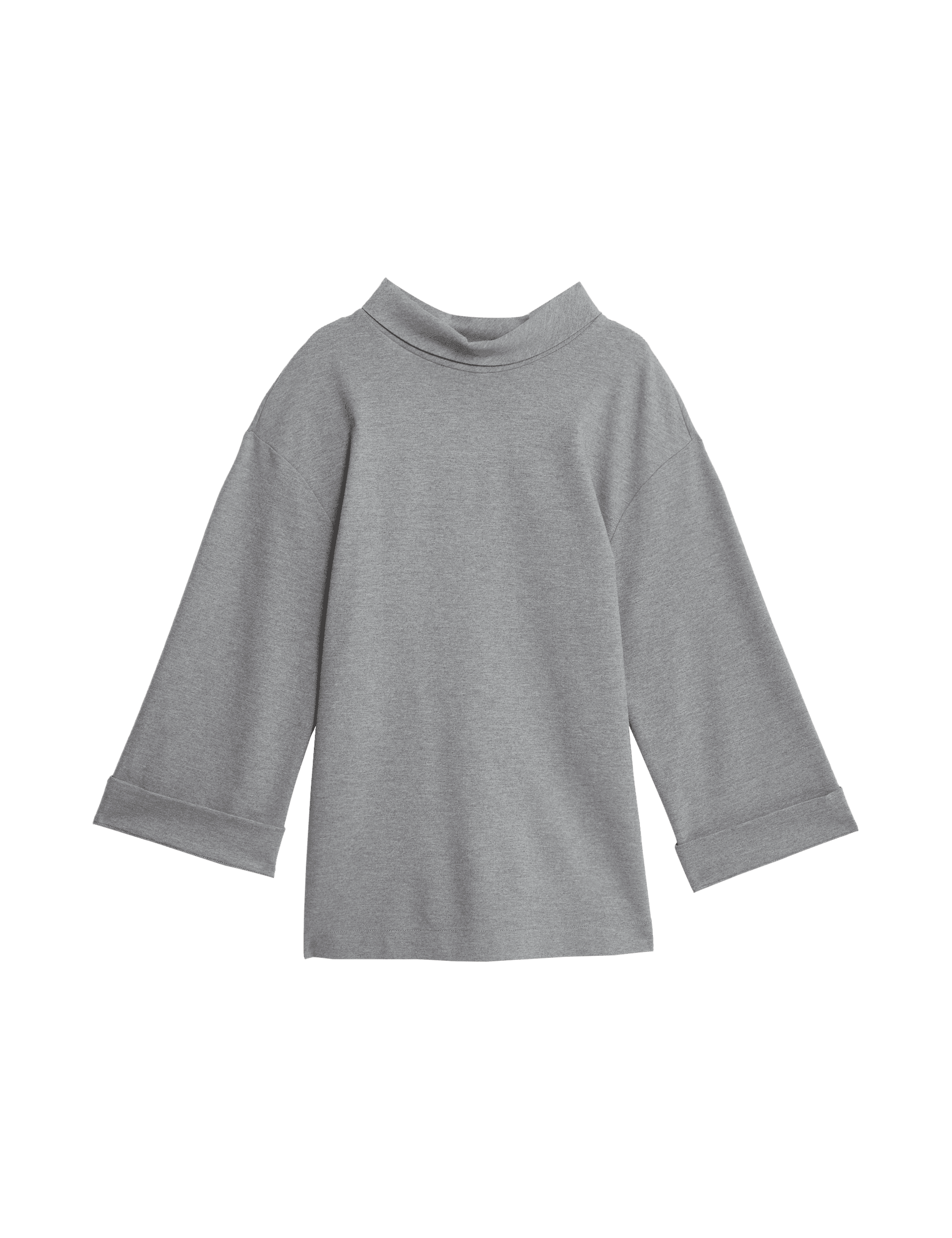 Jaeger Women's Jersey Funnel Neck Split Hem Relaxed Jumper - 12 - Grey, Grey