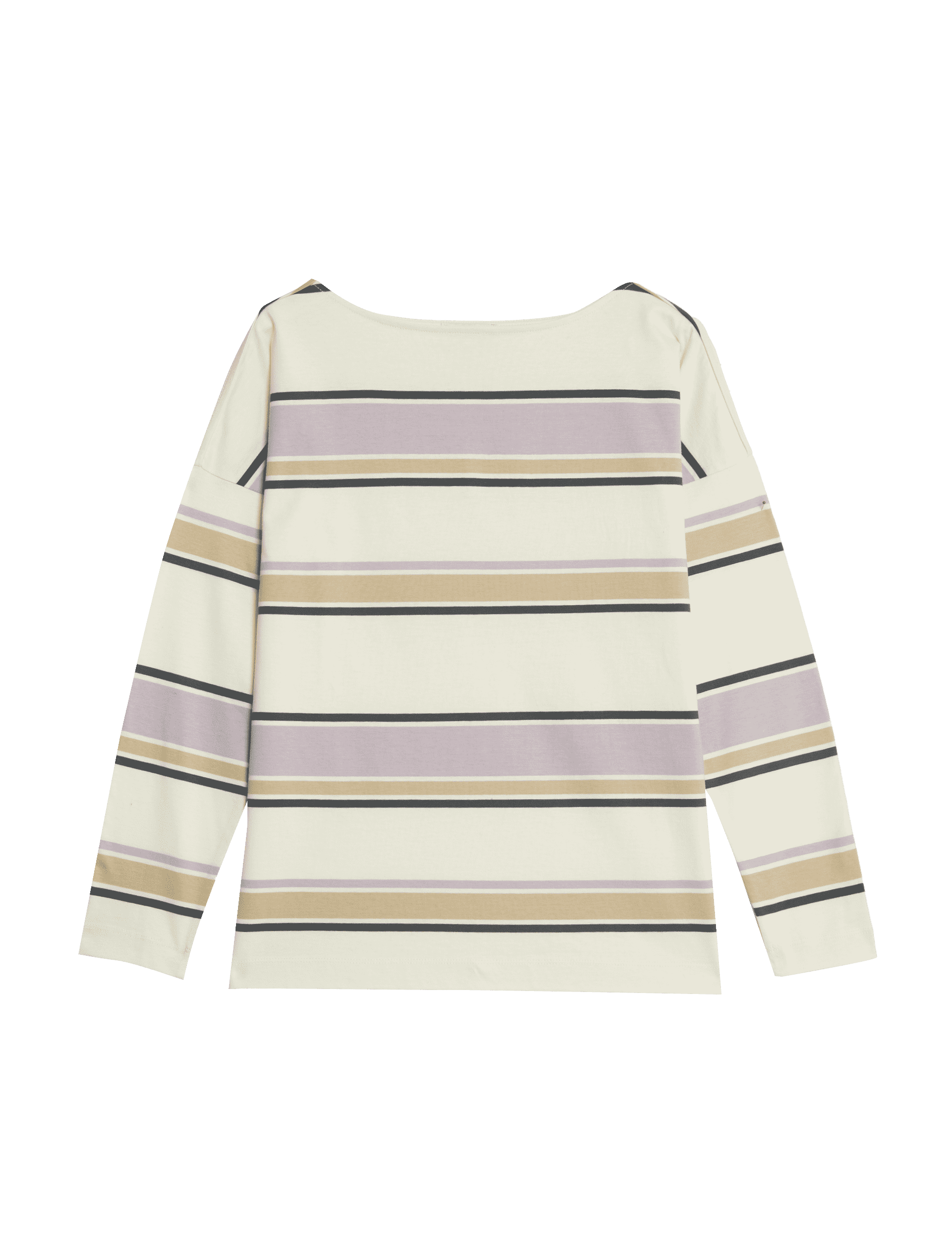 Jaeger Pure Cotton Striped Relaxed Top - 12 - Lilac Mix, Lilac Mix