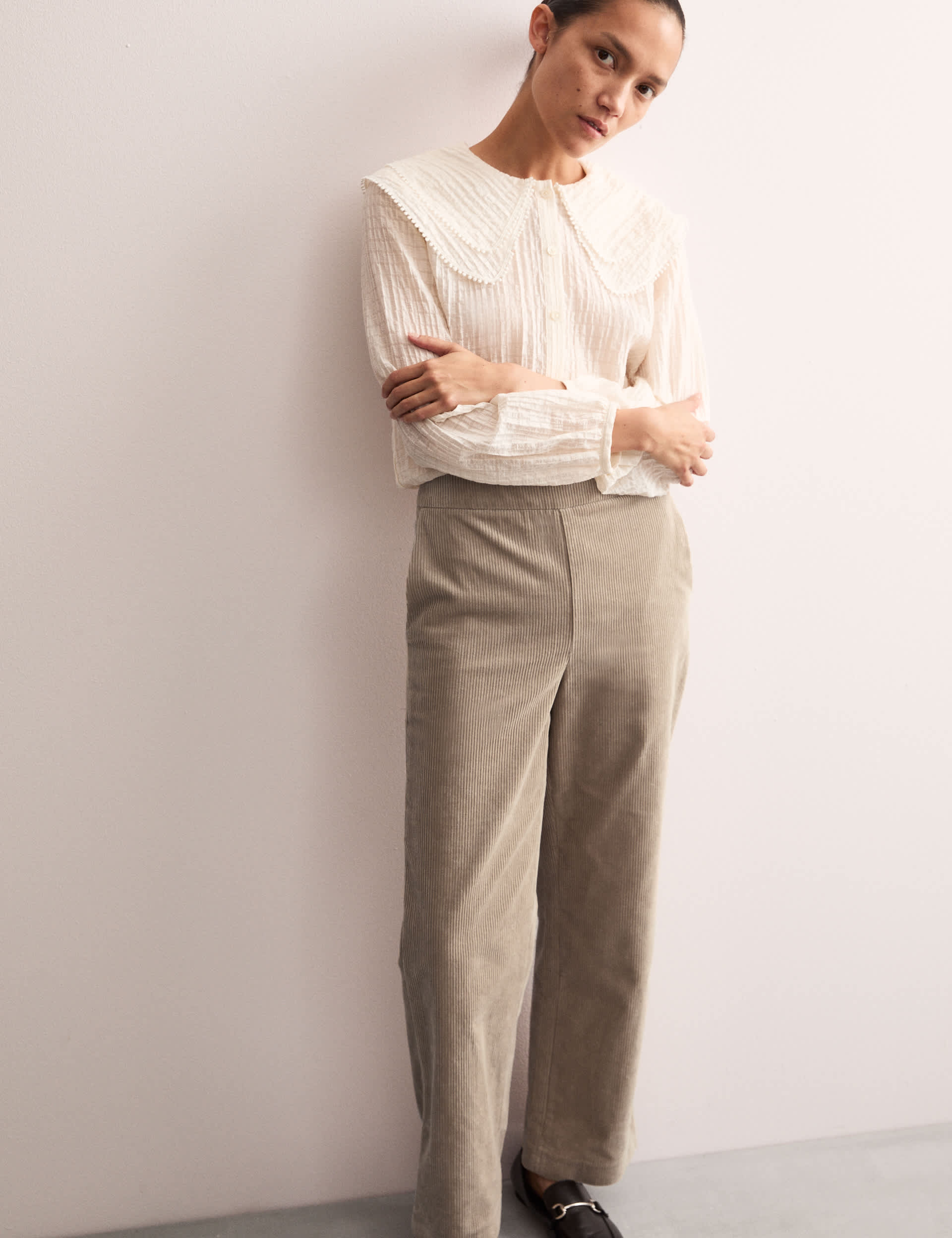 Jaeger Women's Pure Cotton Cord Straight Leg Trousers