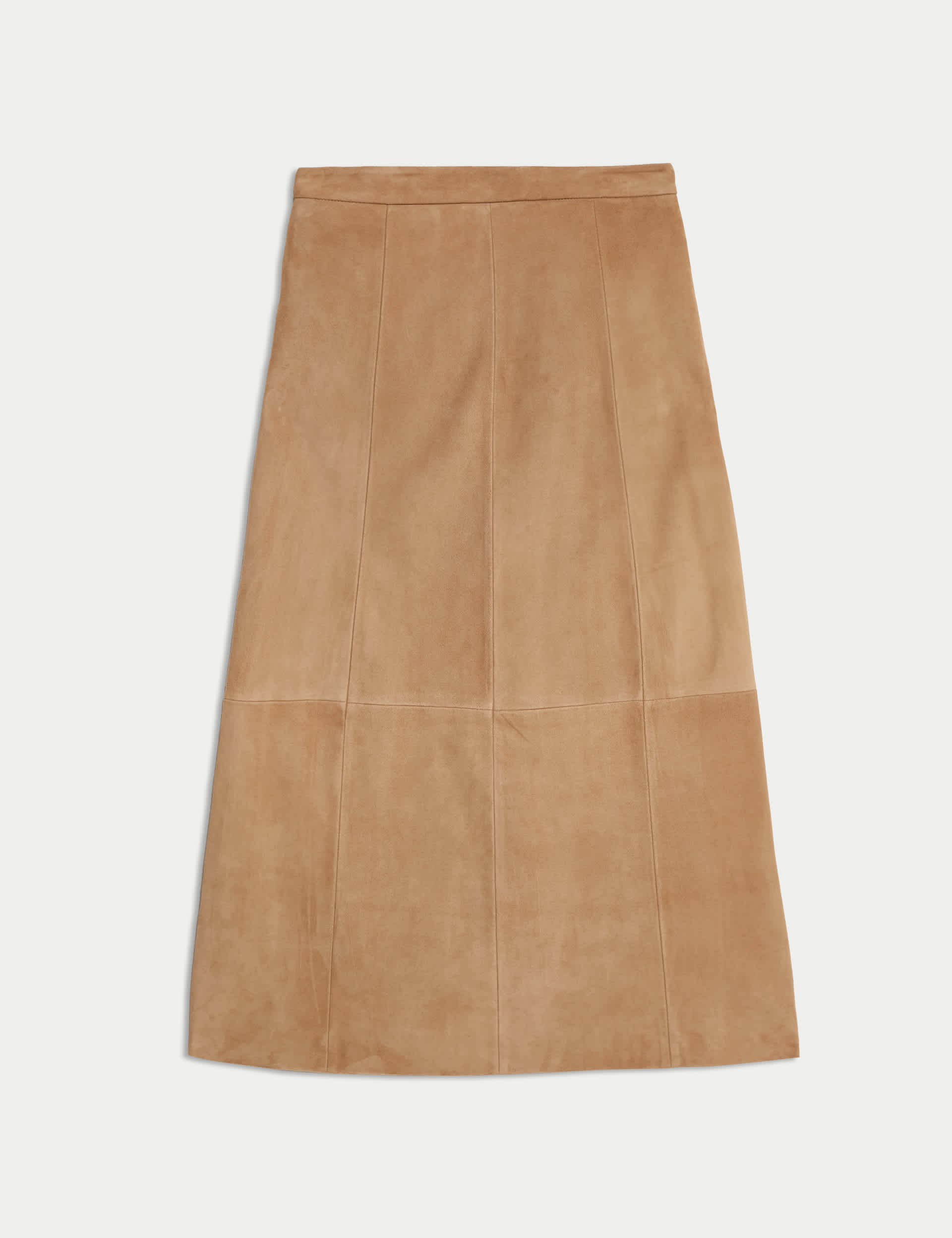 Jaeger Suede Midi Column Skirt - 12 - Camel, Camel