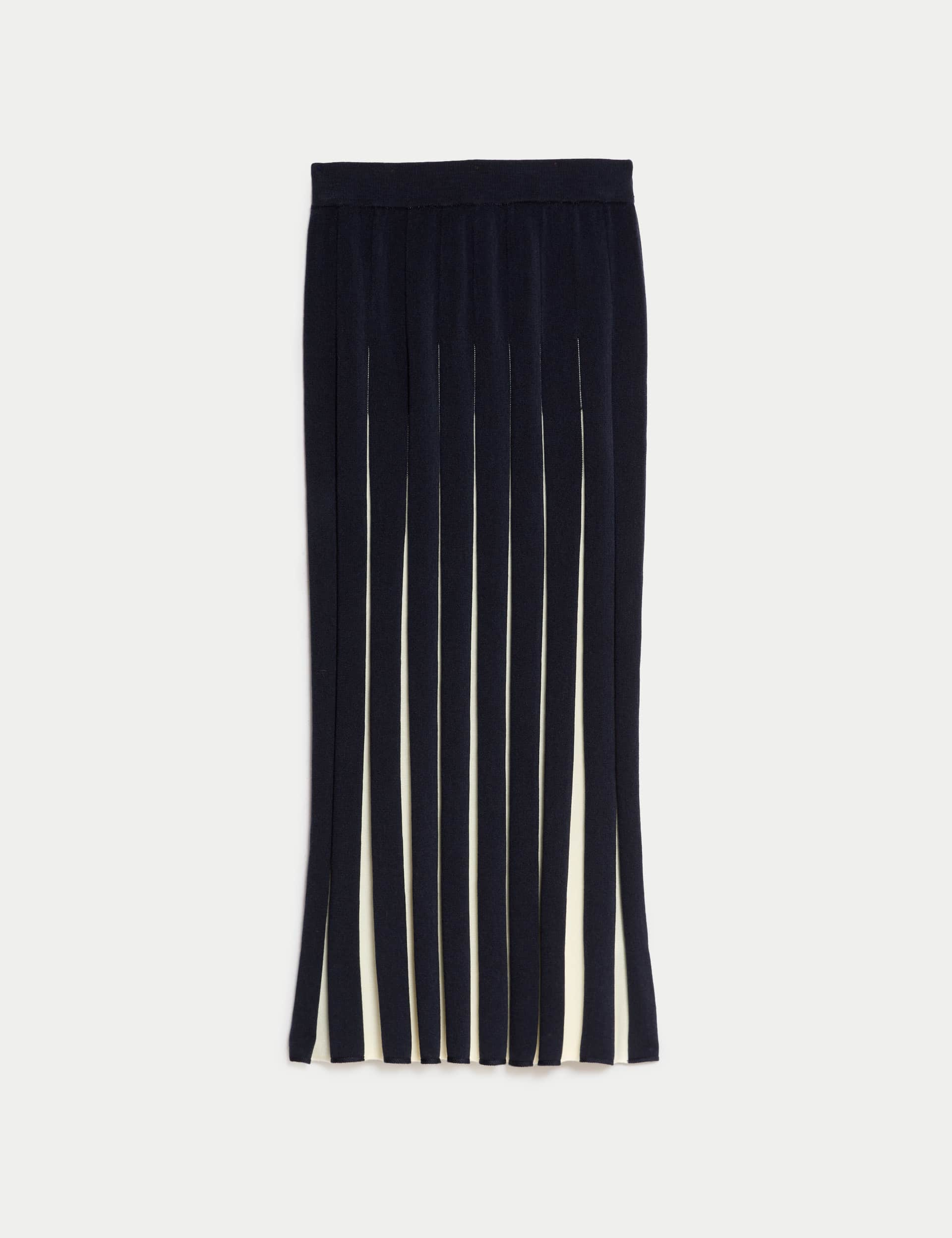 Jaeger Knitted Seam Detail Midi A-Line Skirt - Navy Mix, Navy Mix