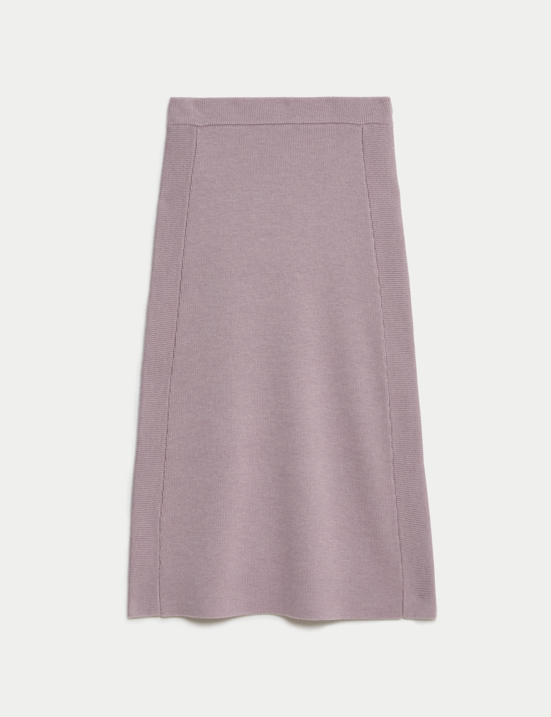 Jaeger Pure Wool Knitted Midi Column Skirt - Lilac, Lilac